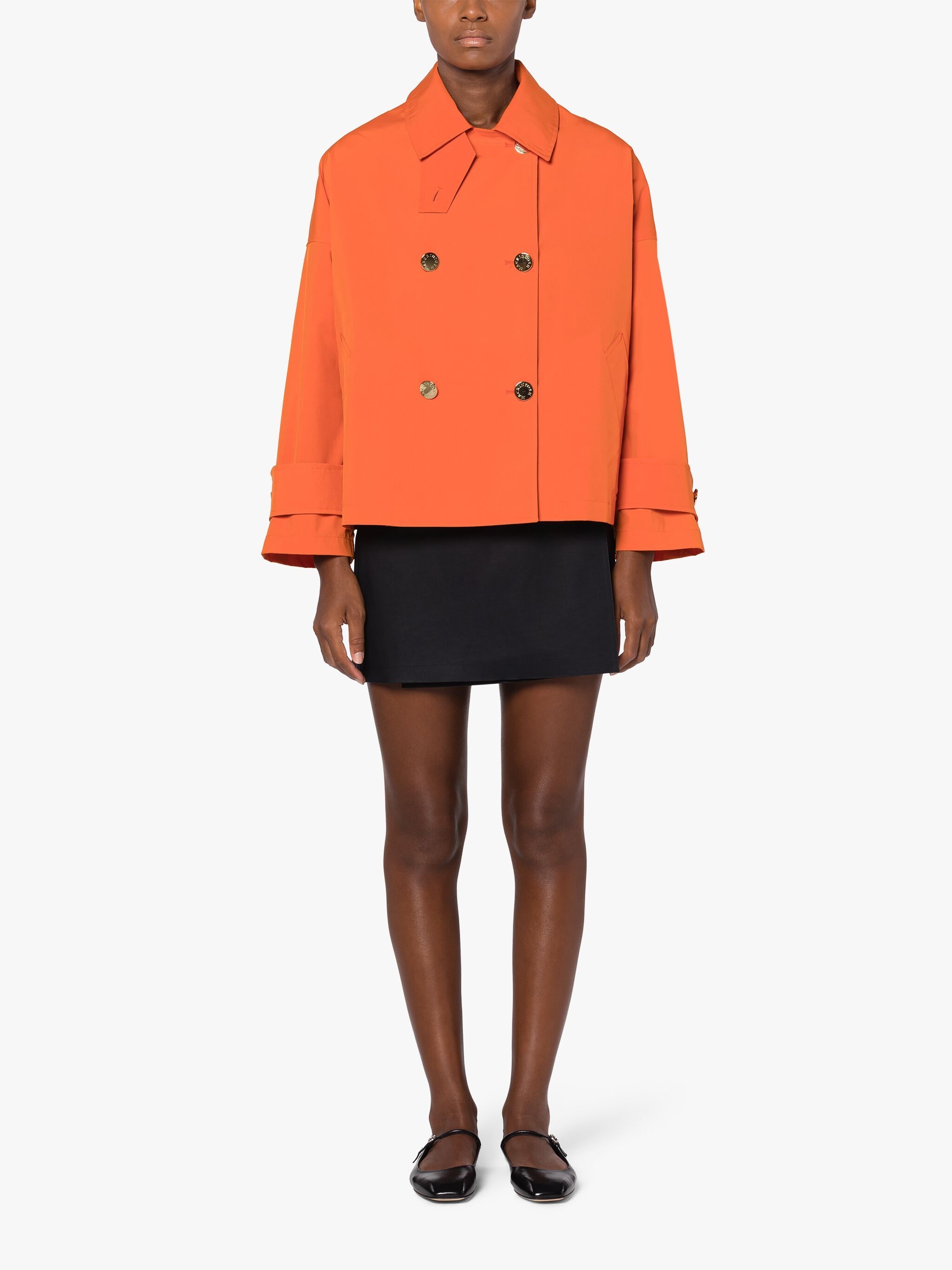 HUMBIE ORANGE DRY SHORT DOUBLE-BREASTED OVERCOAT - 3