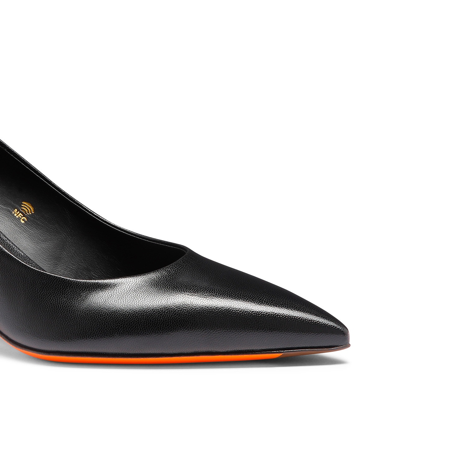 Women's black leather mid-heel pump - 6