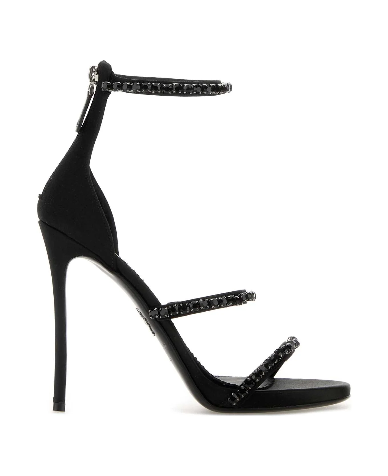 Black Satin Sandals - 1