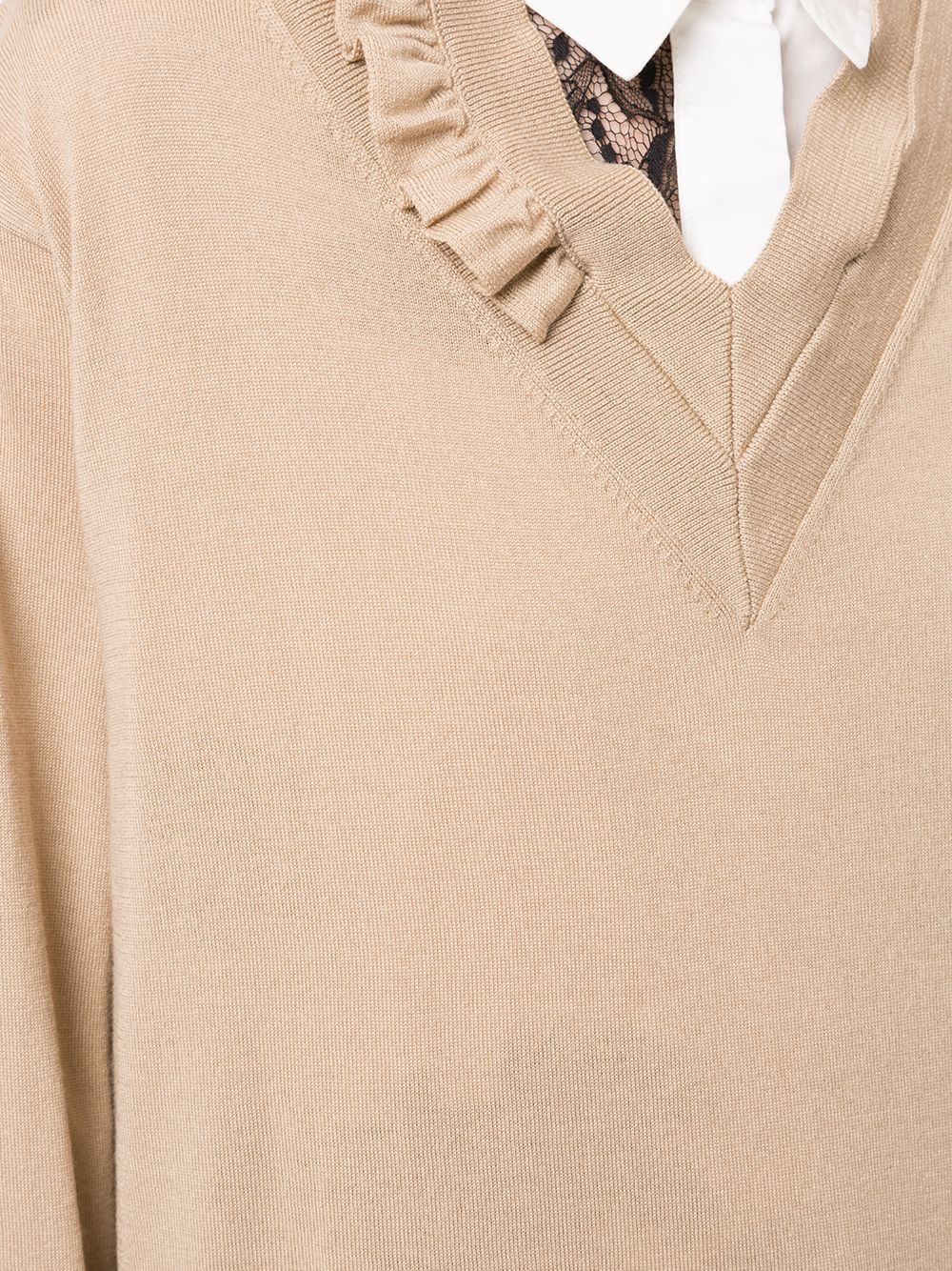 oversize v-neck jumper with asymmetric collar - 5