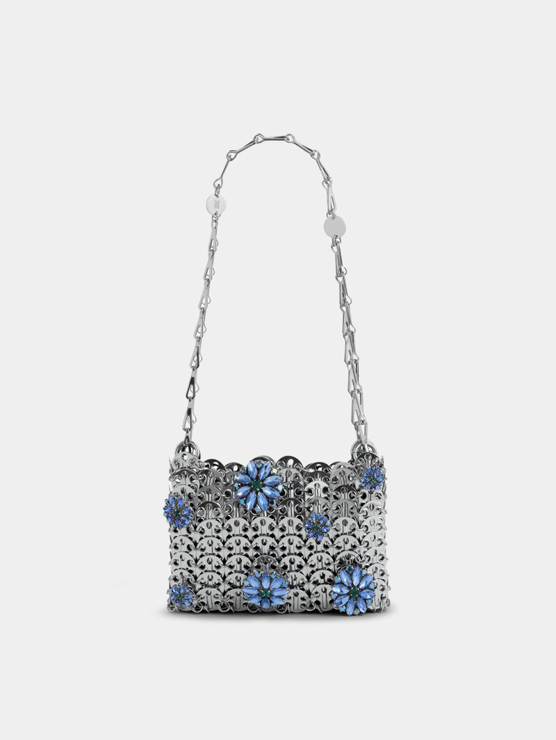 1969 NANO SILVER BAG WITH BLUE STRASS FLOWER DETAILS 1