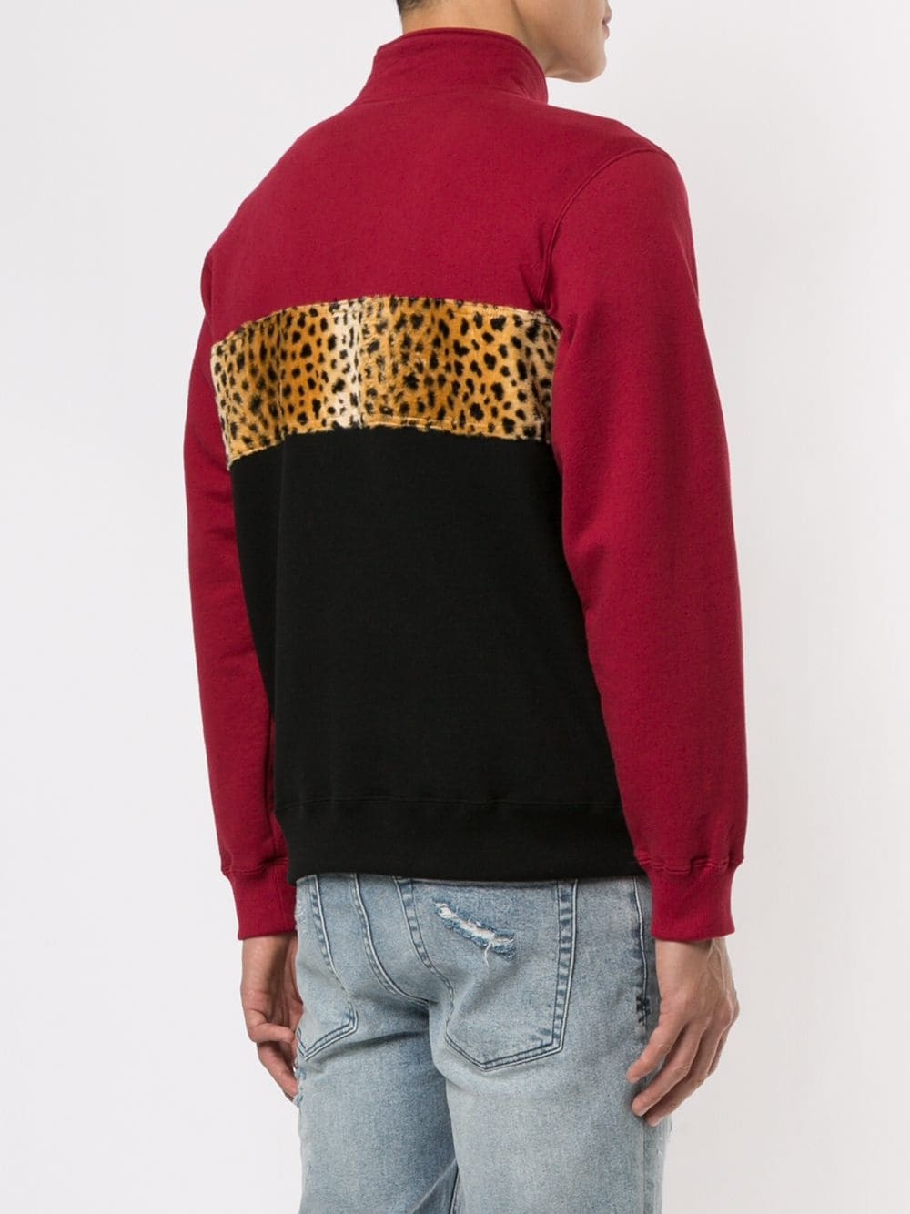 leopard panel half zip sweatshirt - 4