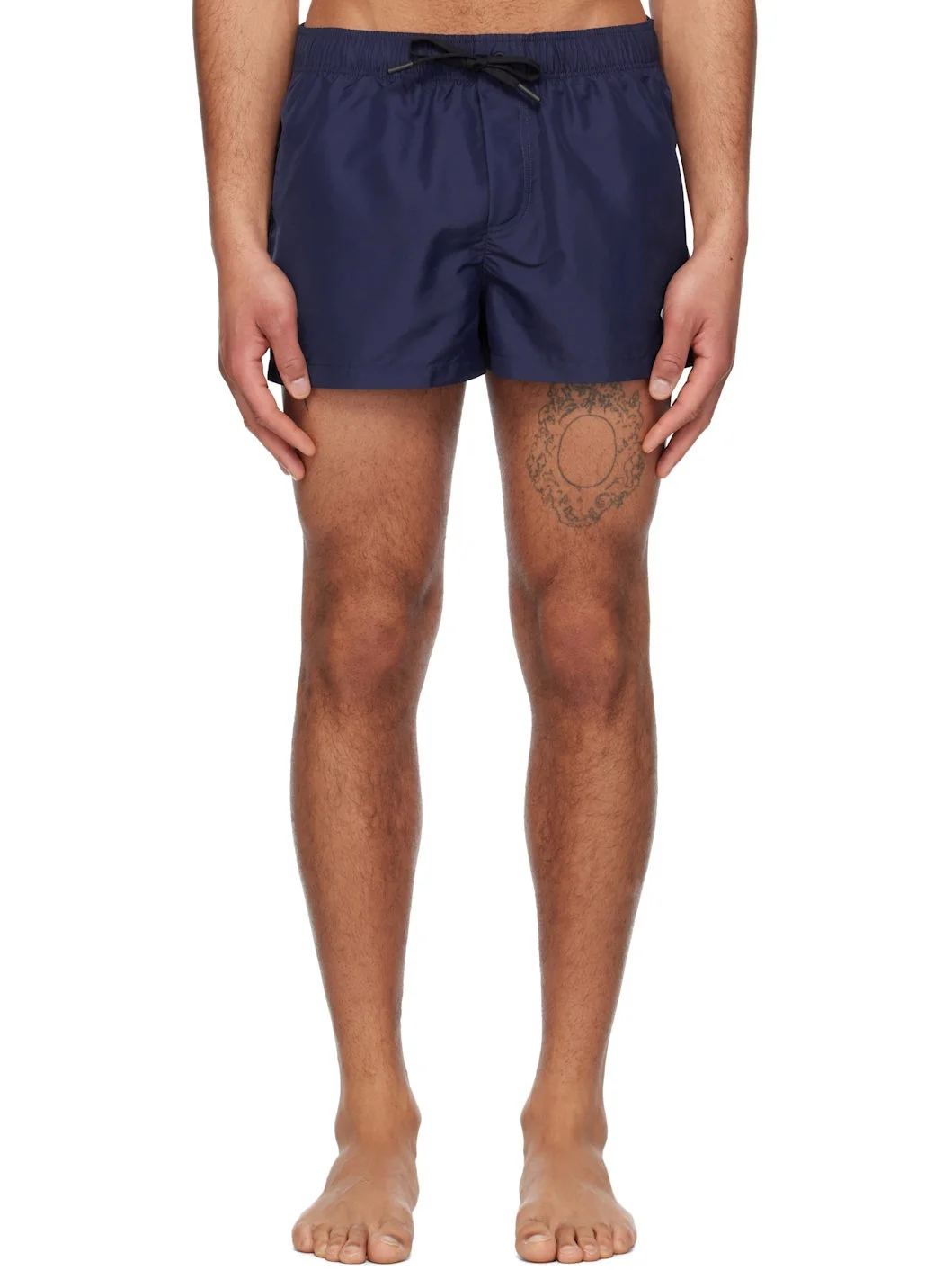 Navy Embroidered Medusa Swim Shorts - 1