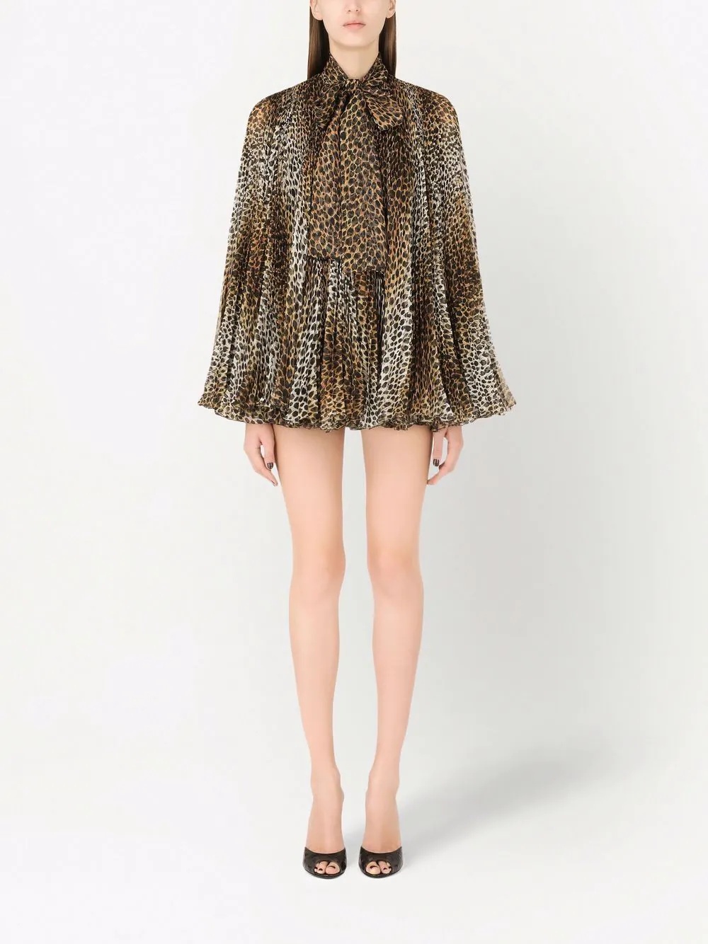 leopard print pleated mini dress - 3