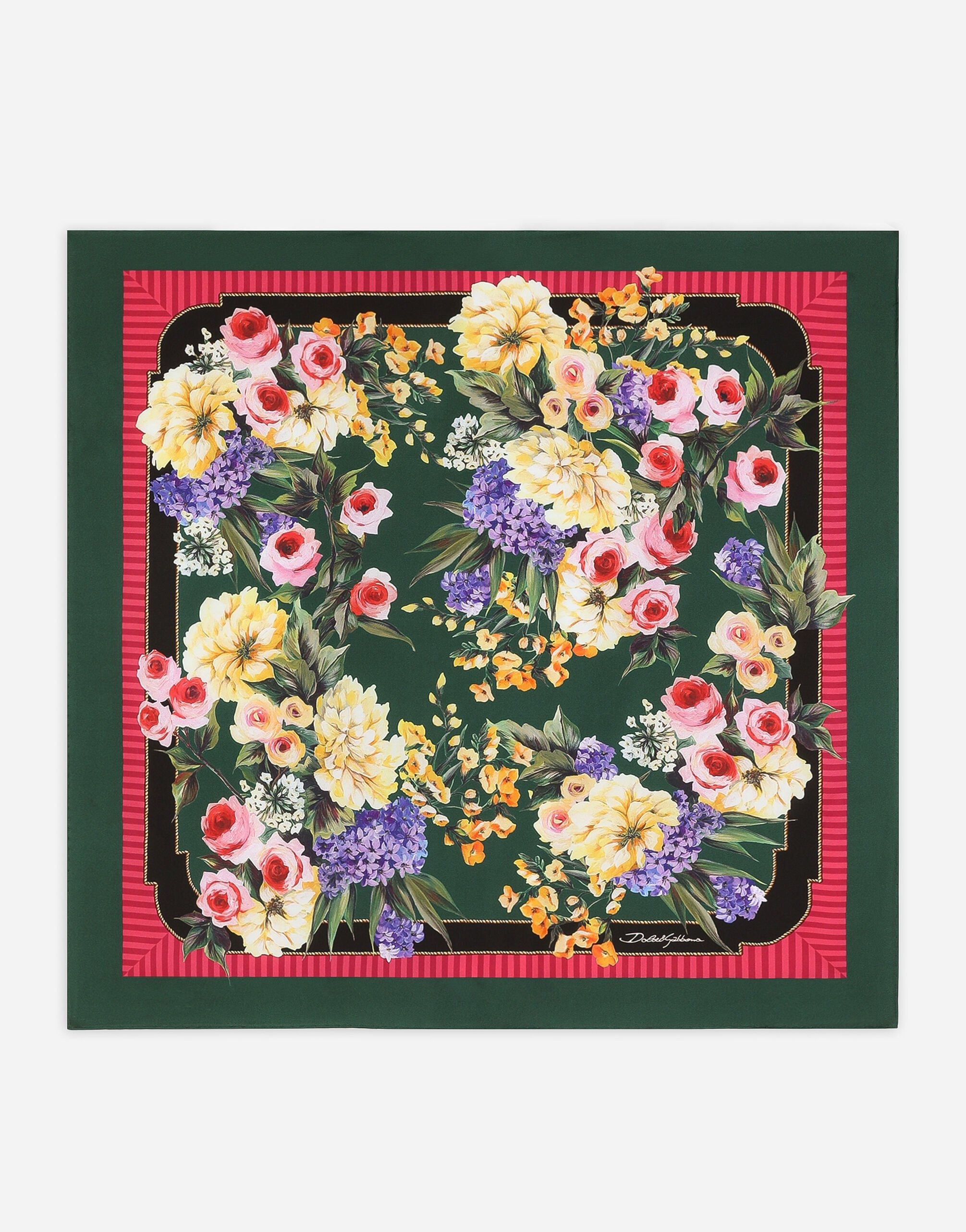Garden-print twill scarf (70 x 70) - 1