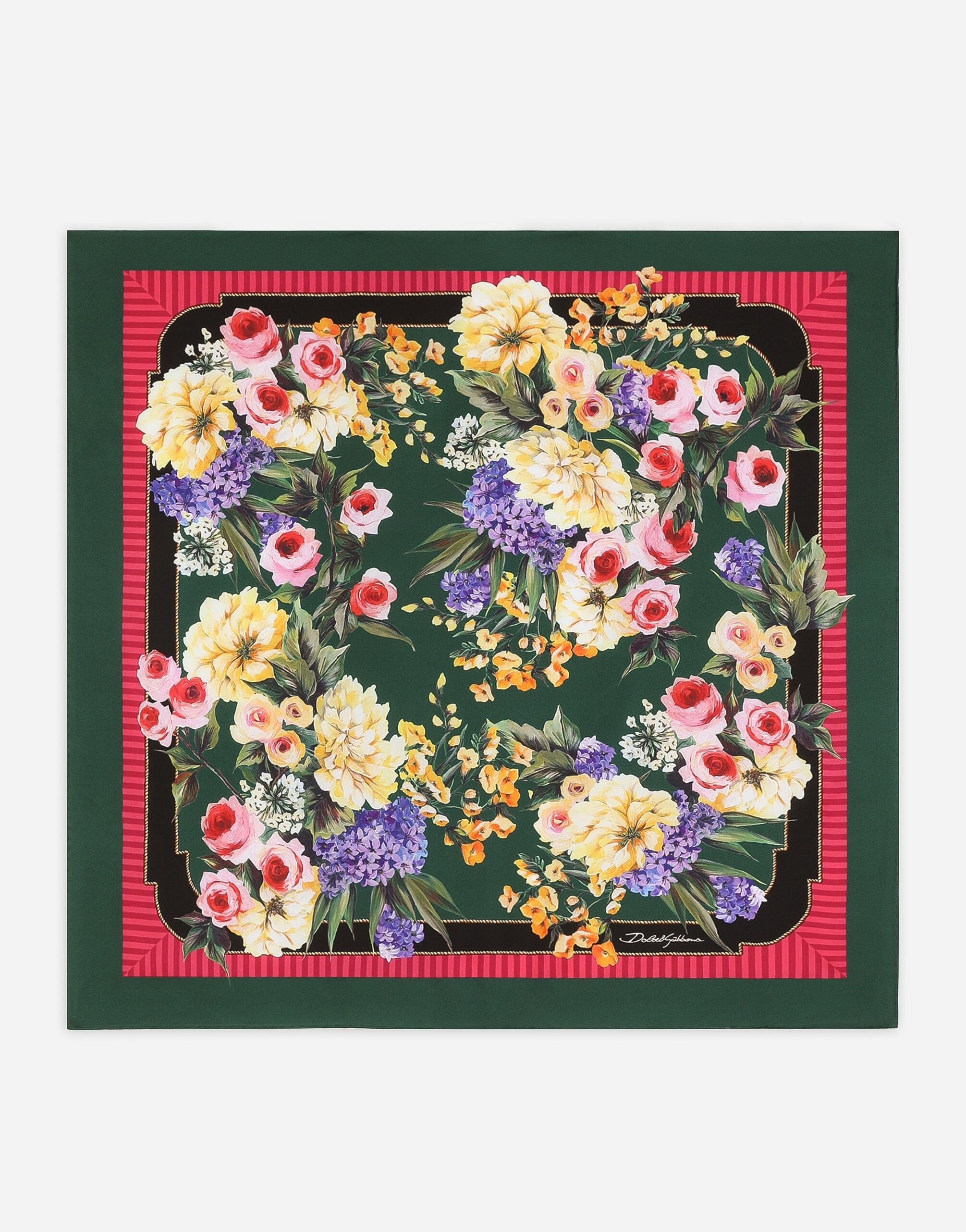 Garden-print twill scarf (70 x 70) 1