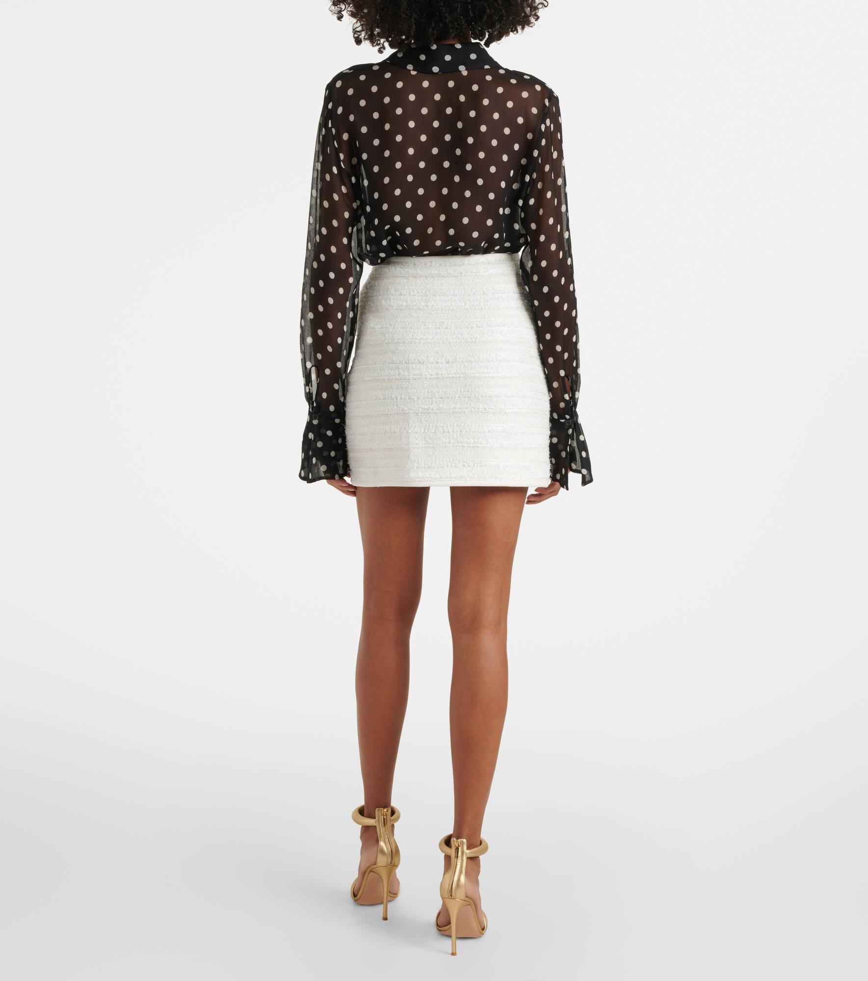 Denim and tweed miniskirt - 3