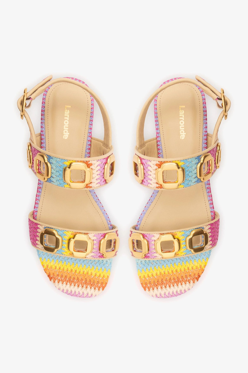 Milan Flat Sandal Rainbow Raffia 7