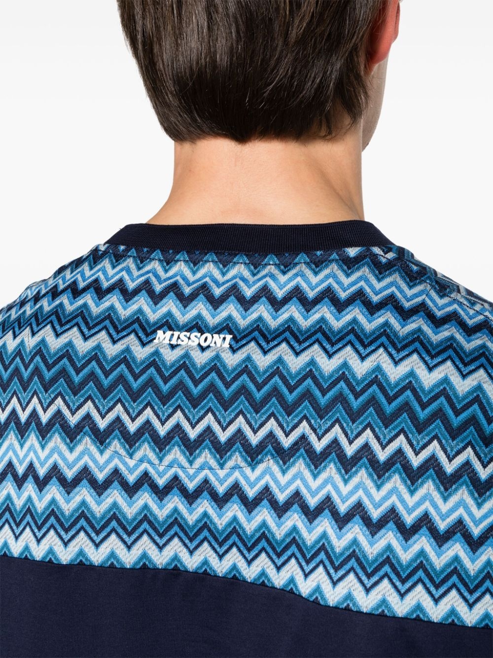 zigzag-panel cotton T-shirt - 5