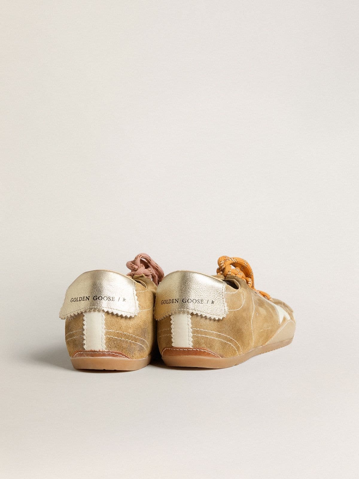 Men's True-Star in tobacco-colored suede with white star and platinum heel tab - 6