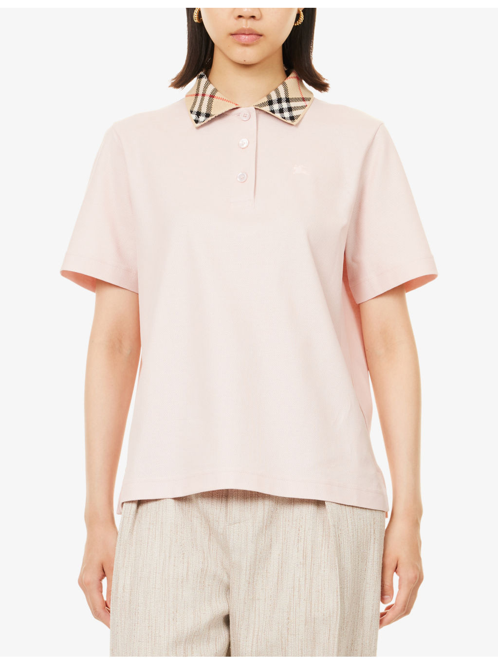 Check-Collar Logo-Embroidered Cotton Polo Shirt - 3