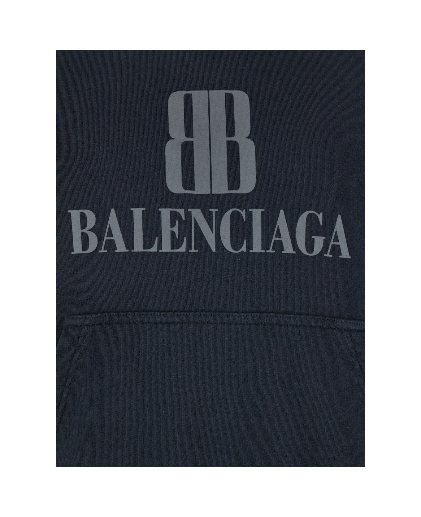 Black Hoodie With Fixed Hood And Logo Lettering On The Front In Cotton Man - 3
