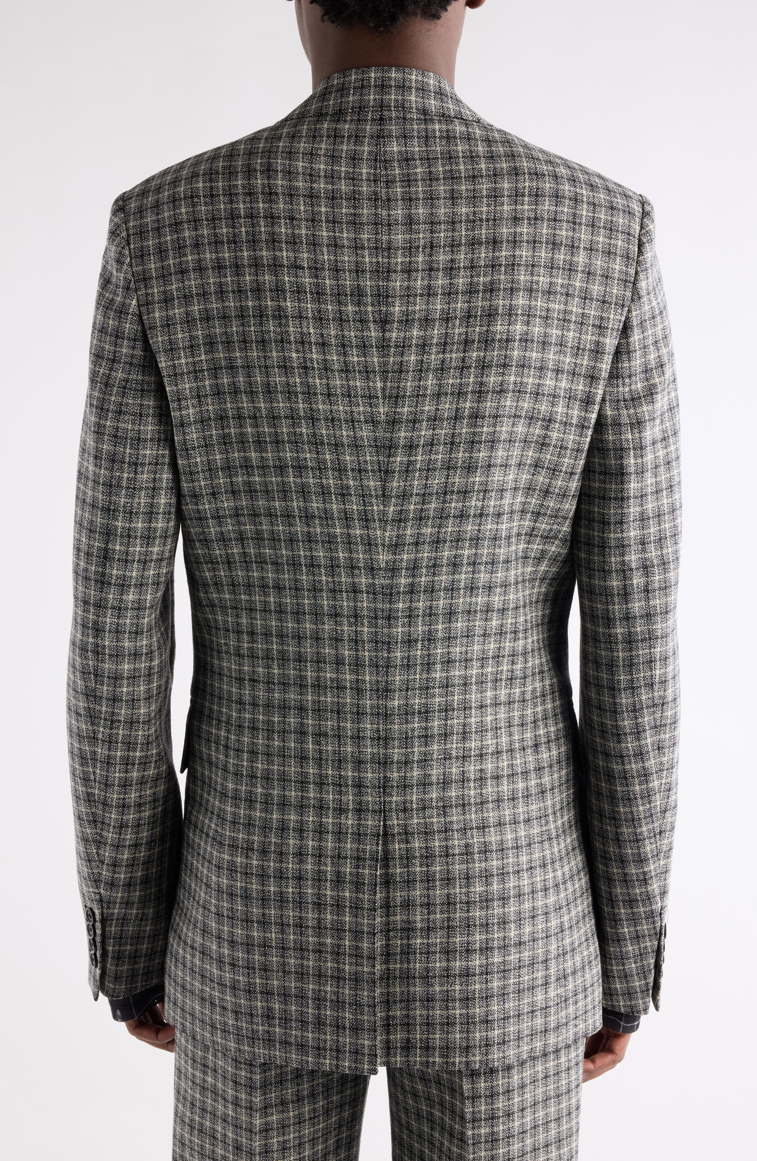 Acne Studios Juman Check Wool Mouliné Twill Blazer in Black/White at Nordstrom - 3
