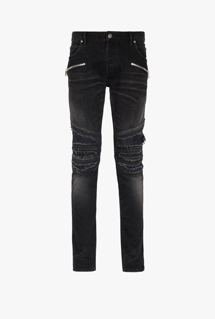 Slim cut ripped black cotton jeans - 2