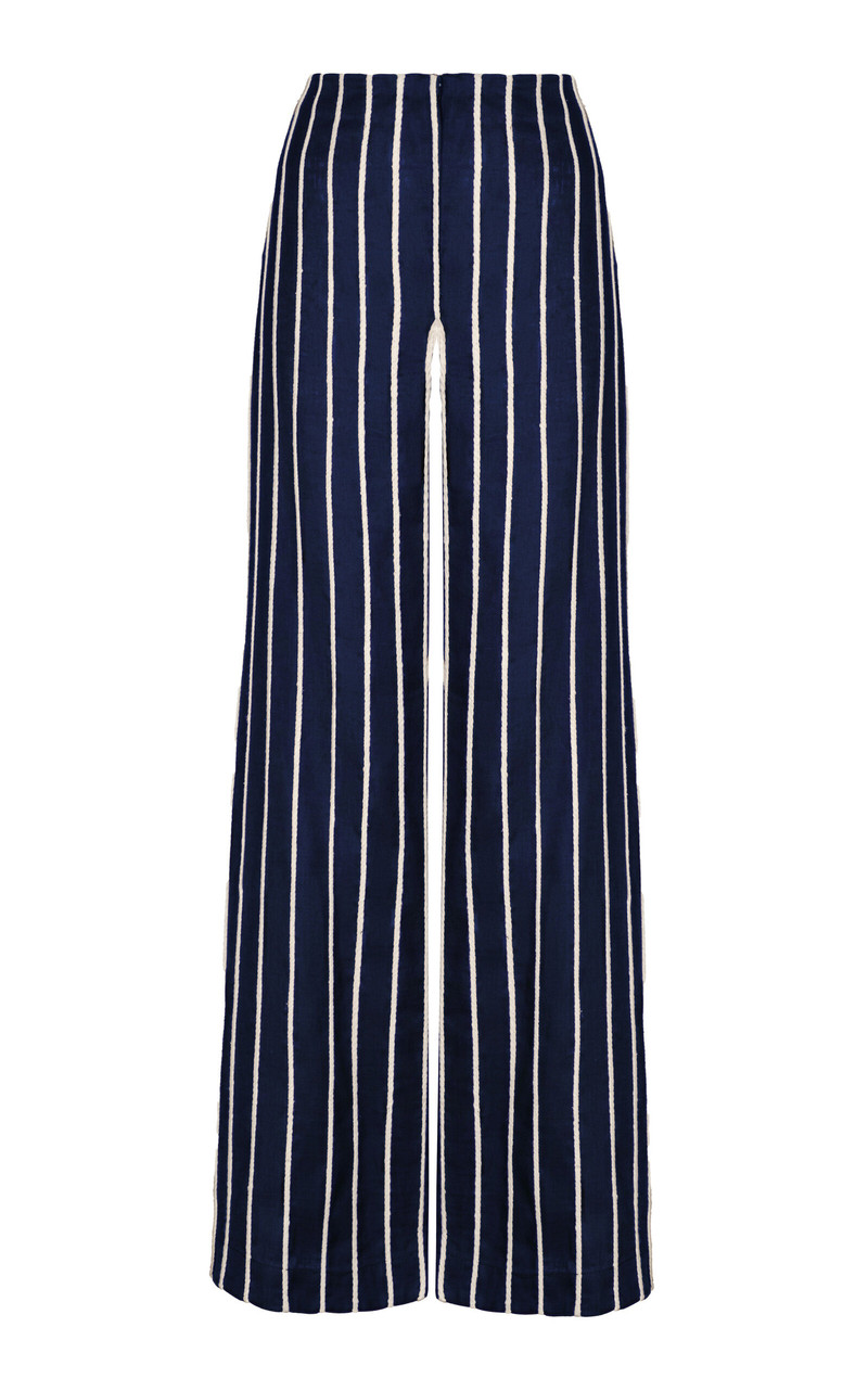 Tuyo Embroidered Linen Wide-Leg Pants navy 1