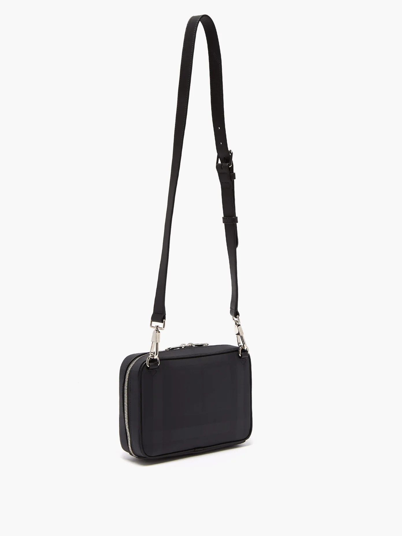 London-check logo-print leather cross-body bag - 4