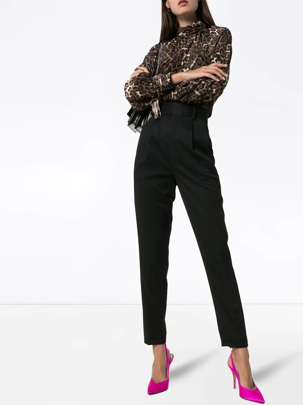 high-waisted tailored trousers - 2