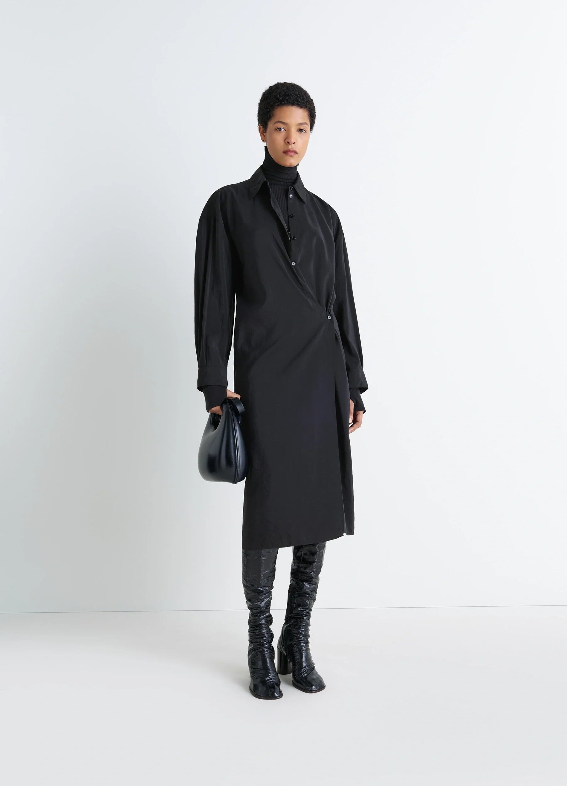 STRAIGHT COLLAR TWISTED DRESS - 2