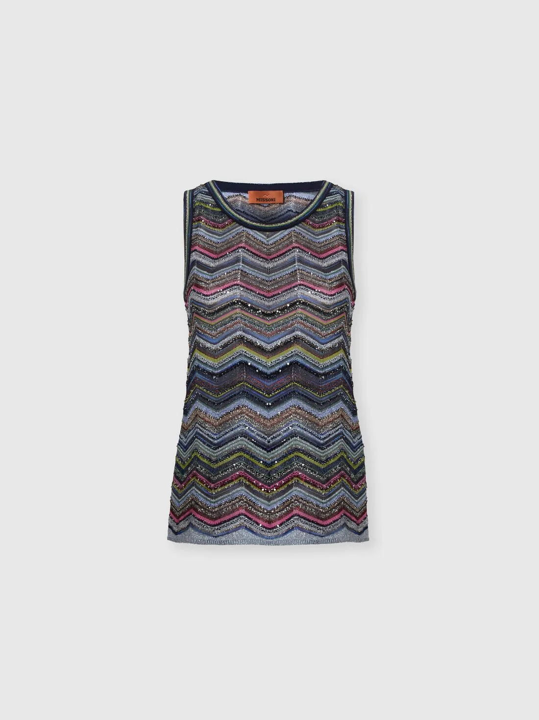 Sleeveless chevron viscose-blend top - 1
