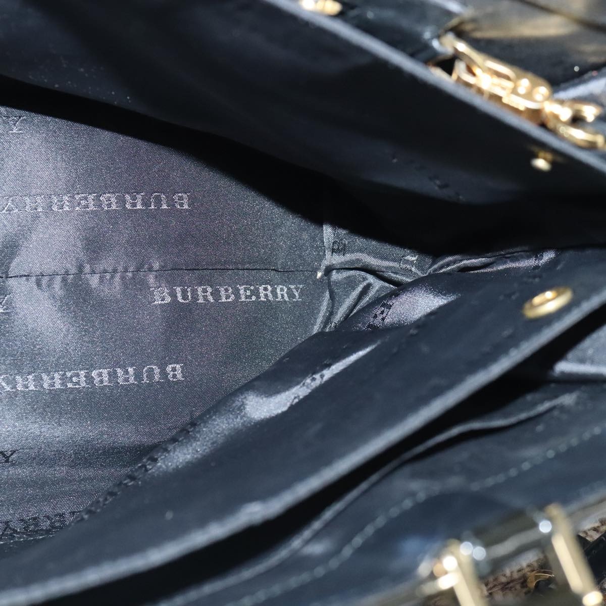 Burberry Hand Bag Wool Beige Gold - 16