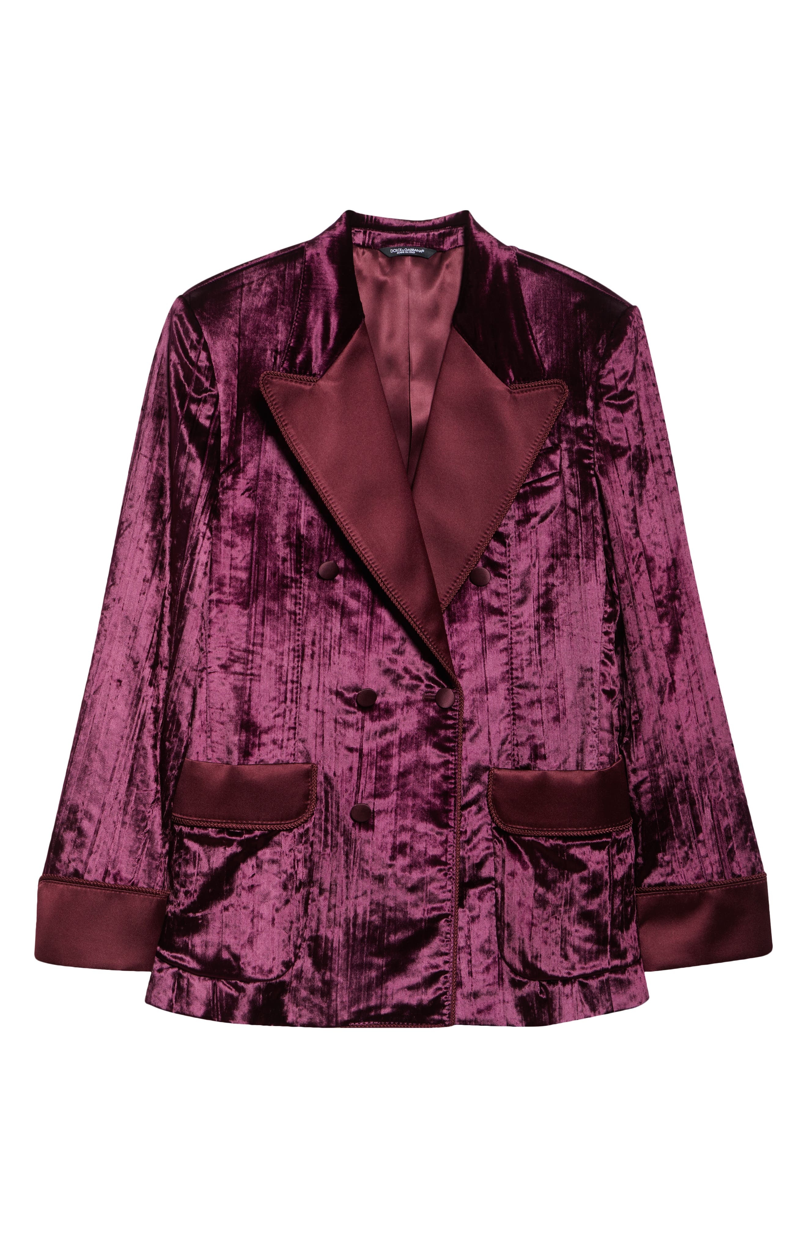 Dolce&Gabbana Double Breasted Velvet Jacket in F0130 Melanzana Scurissimo at Nordstrom - 7