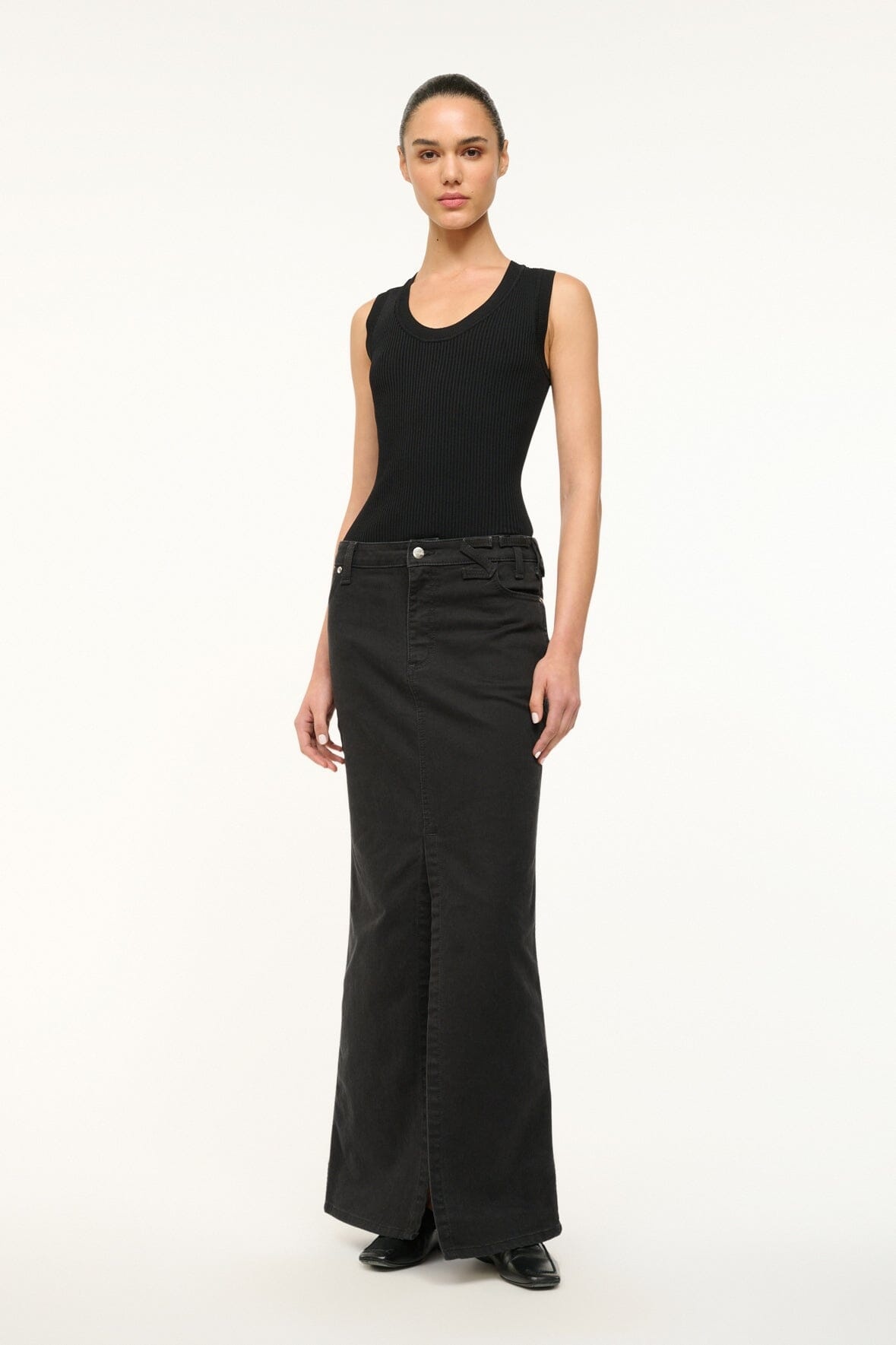 STAUD WRANGLER THE MAXI SKIRT BLACK - 3