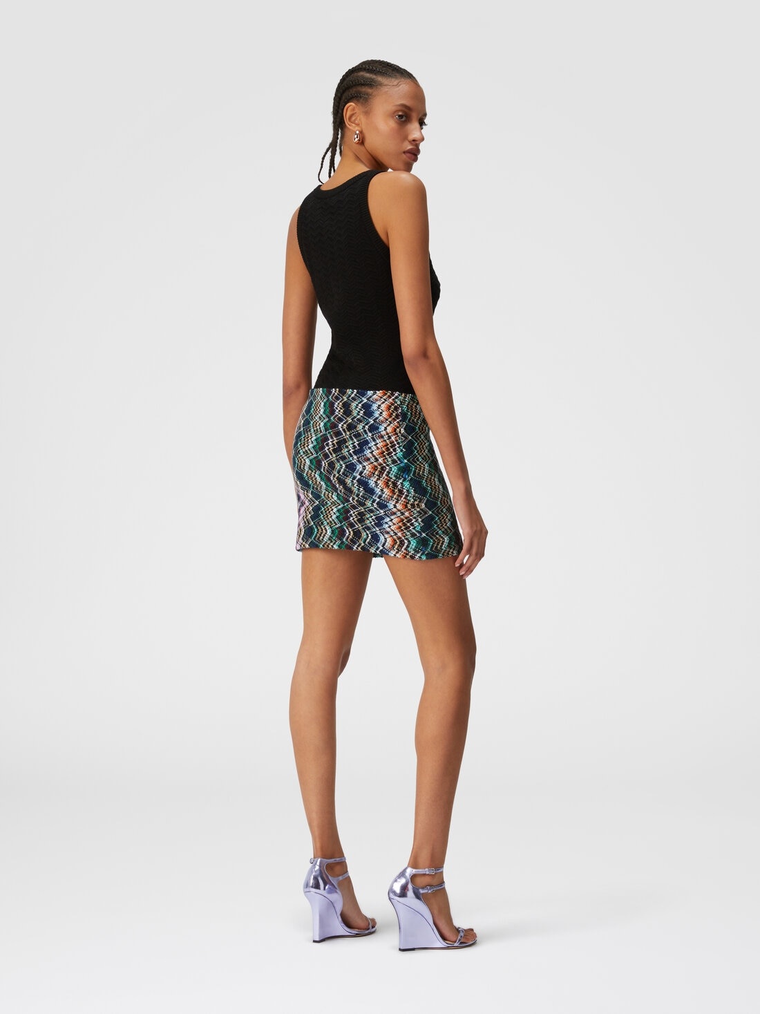 Zigzag wool and cotton miniskirt - 3