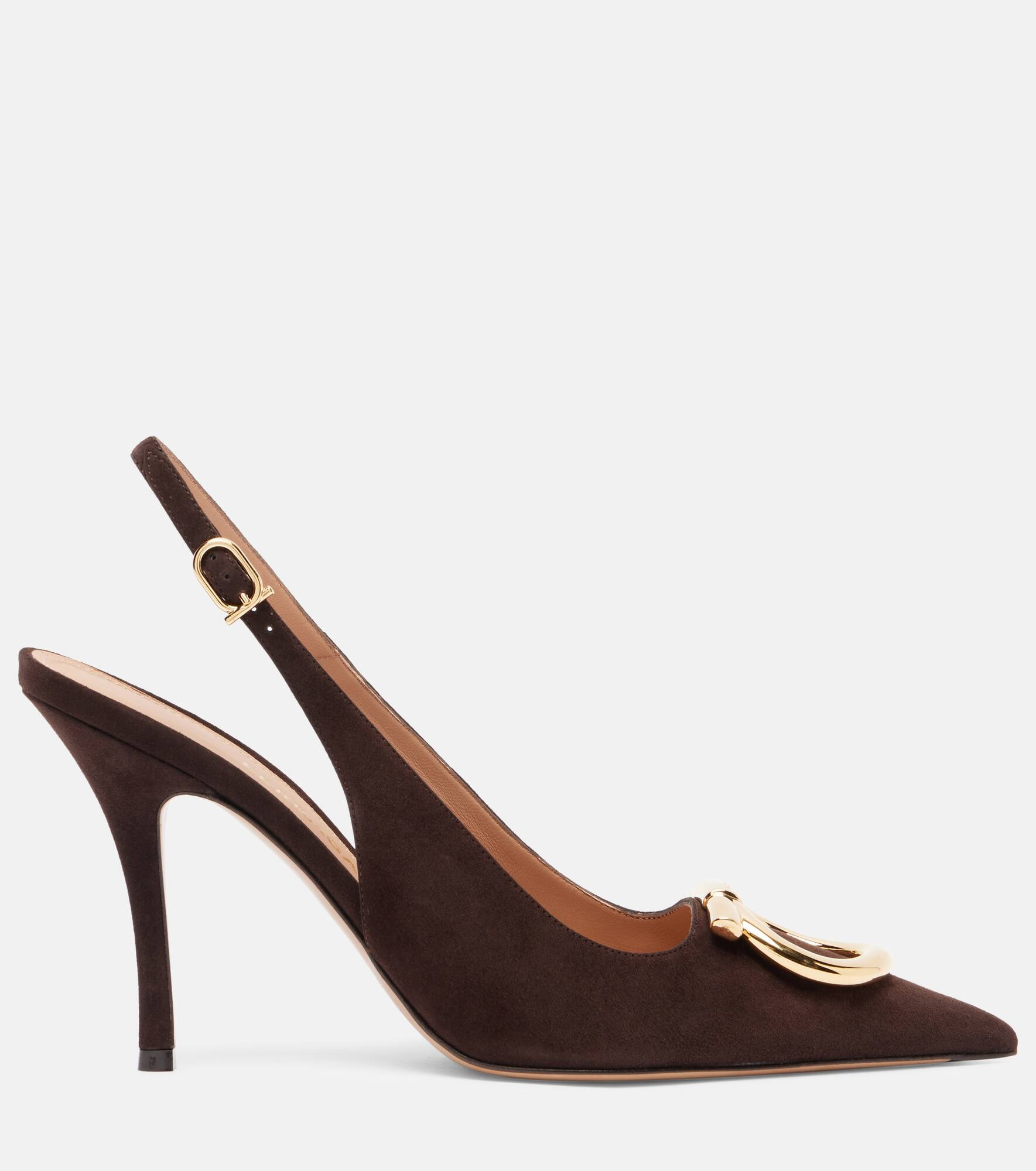 Sara Maxi Gancini suede slingback pumps - 4