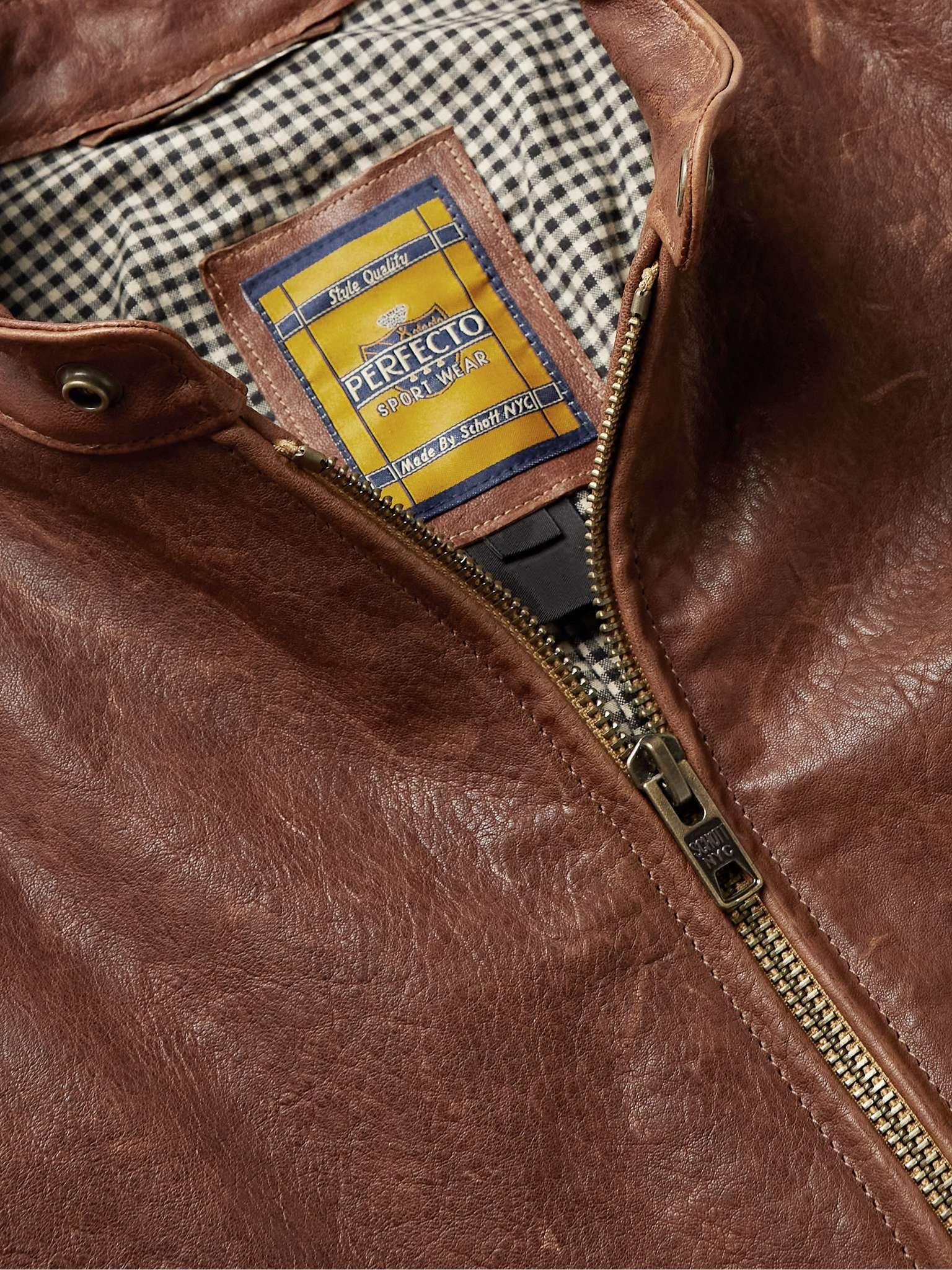 Suede-Trimmed Full-Grain Leather Jacket - 5