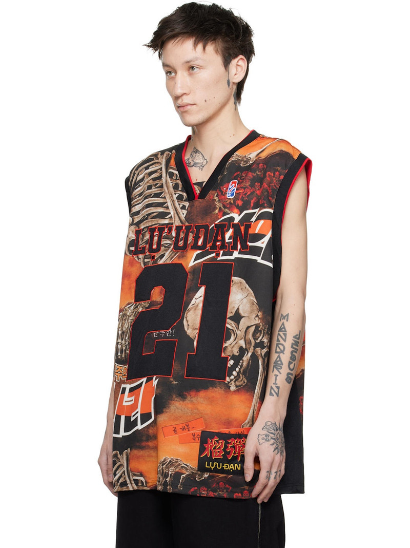 LU'U DAN Black & Orange B Ball L-D Tank Top outlook