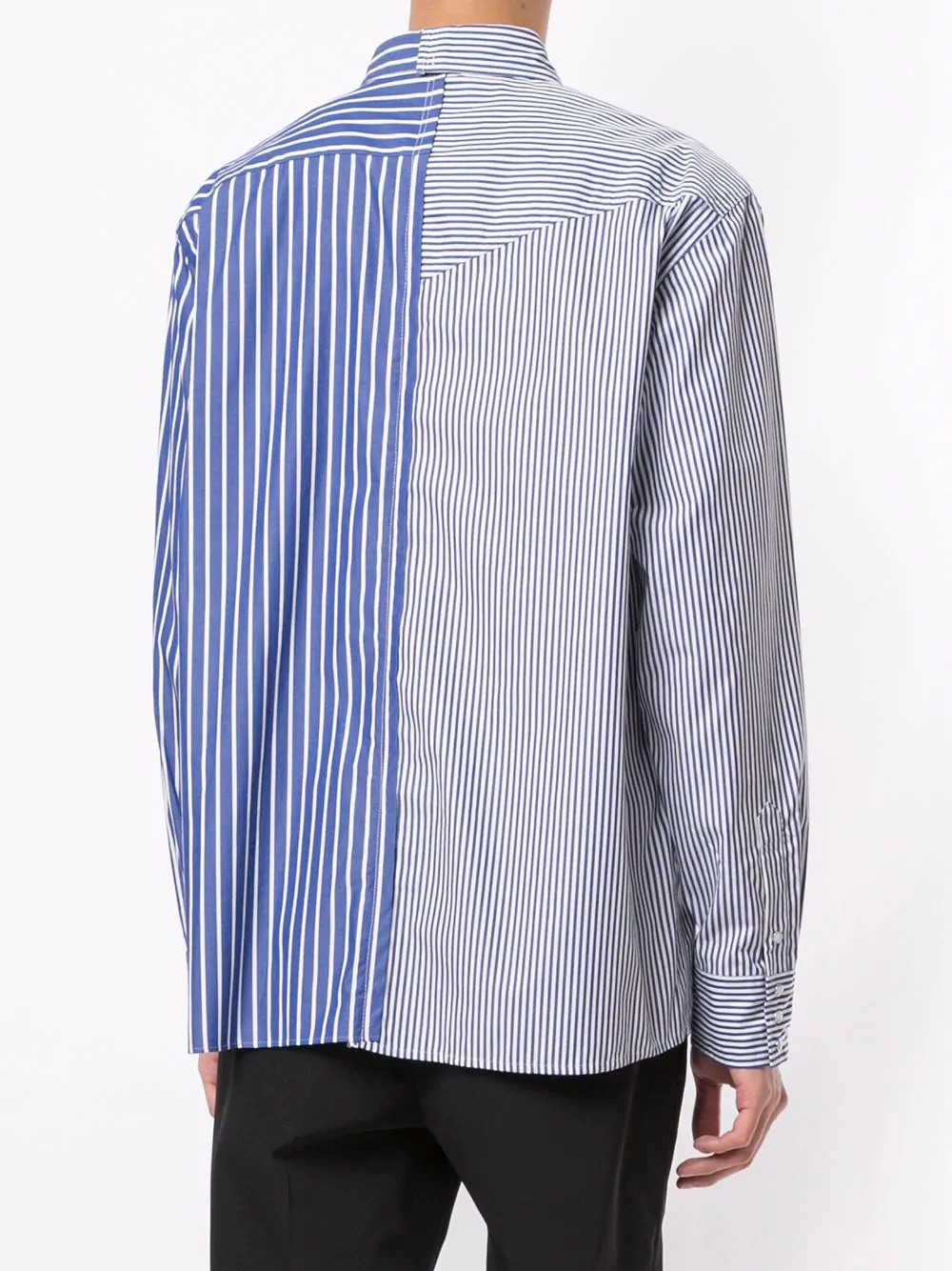 stripe-print contrast shirt  - 4