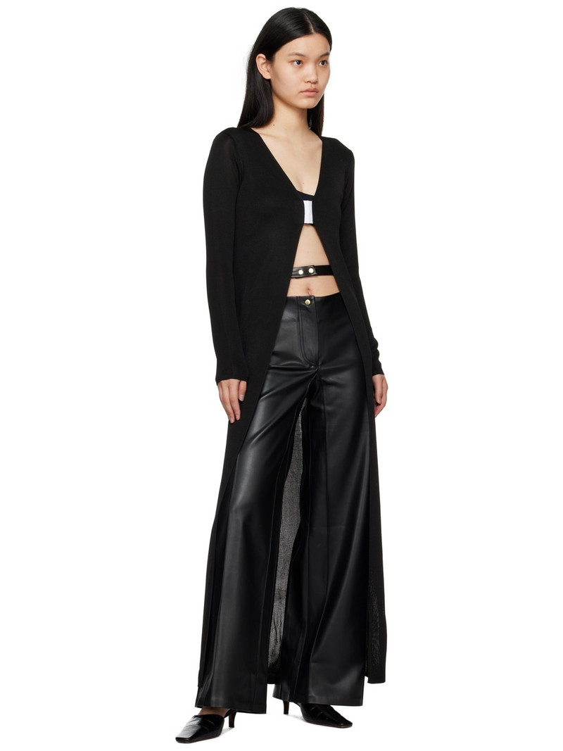 BEVZA Black High-Rise Faux-Leather Trousers outlook