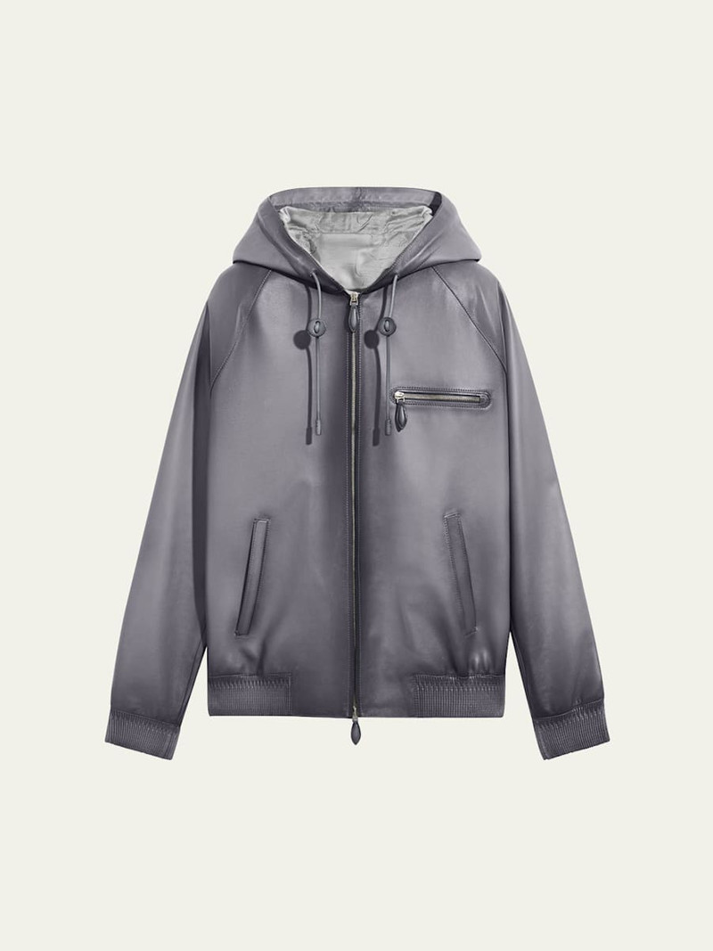Men's Patina Leather Full-Zip Hoodie 1