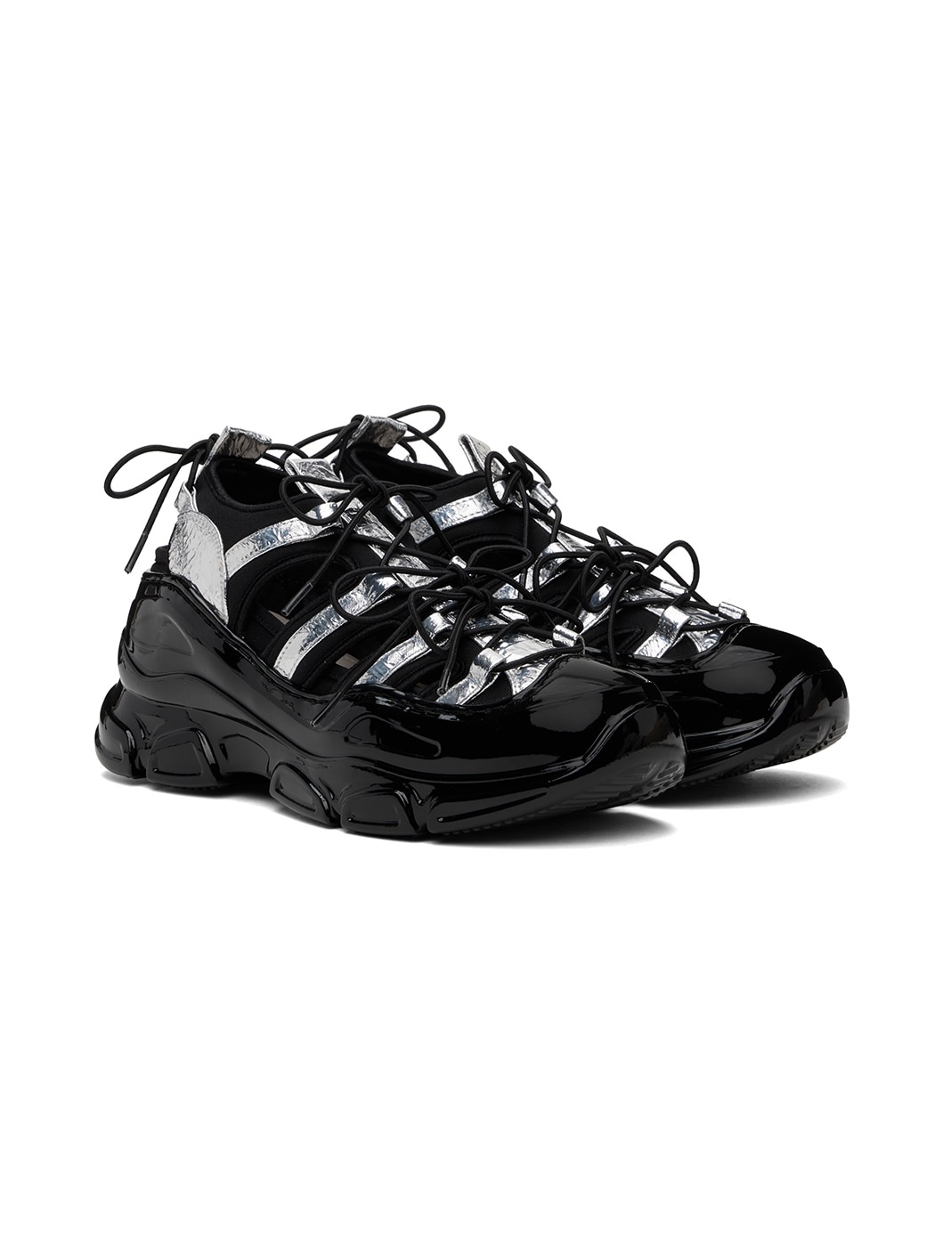 Silver & Black Classic Tracker Trainer Sneakers - 4