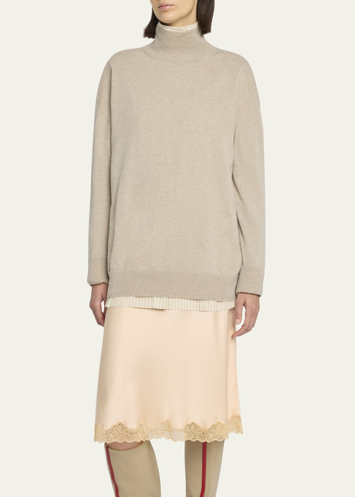 Jabari Mock-Neck Oversized Cashmere Sweater - 4