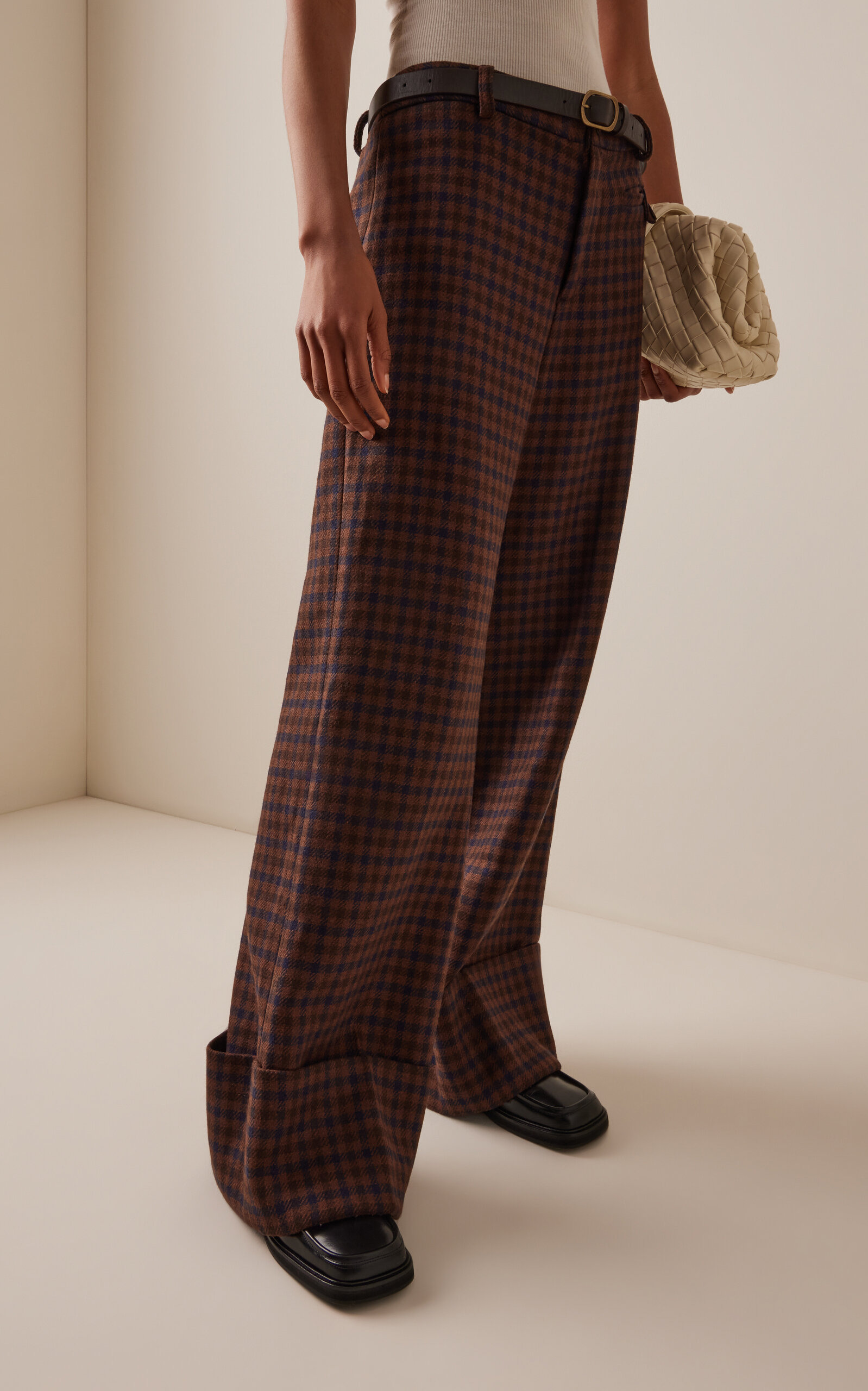 Beatrice Checked Wool Wide-Leg Pants multi - 3