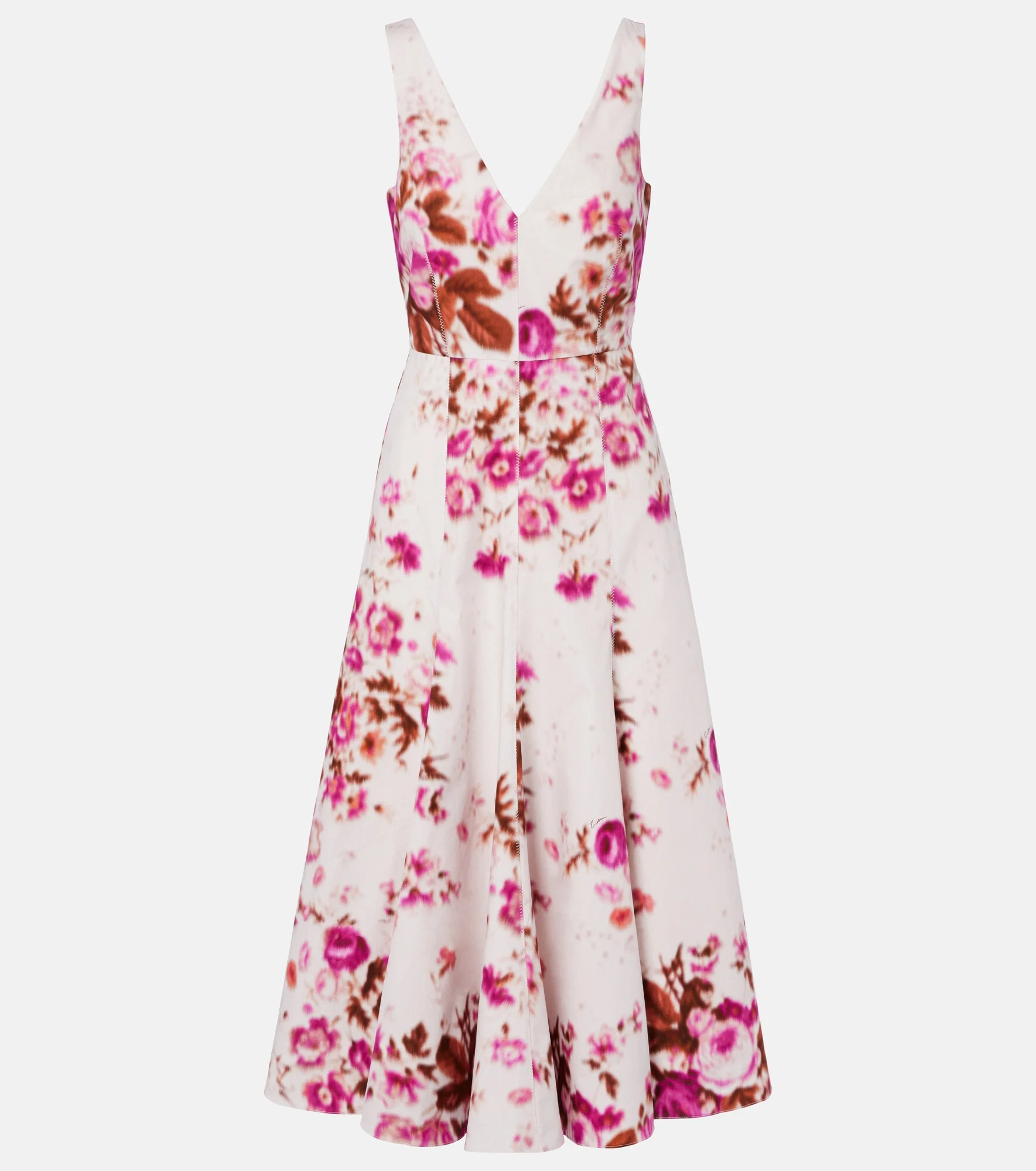 Floral cotton poplin cocktail dress - 1