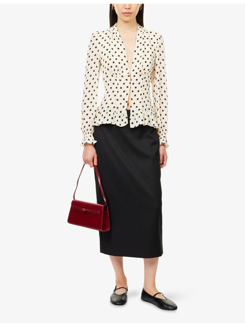 Reformation Reformation x Nara Smith Polka-Dot V-Neck Woven Blouse outlook