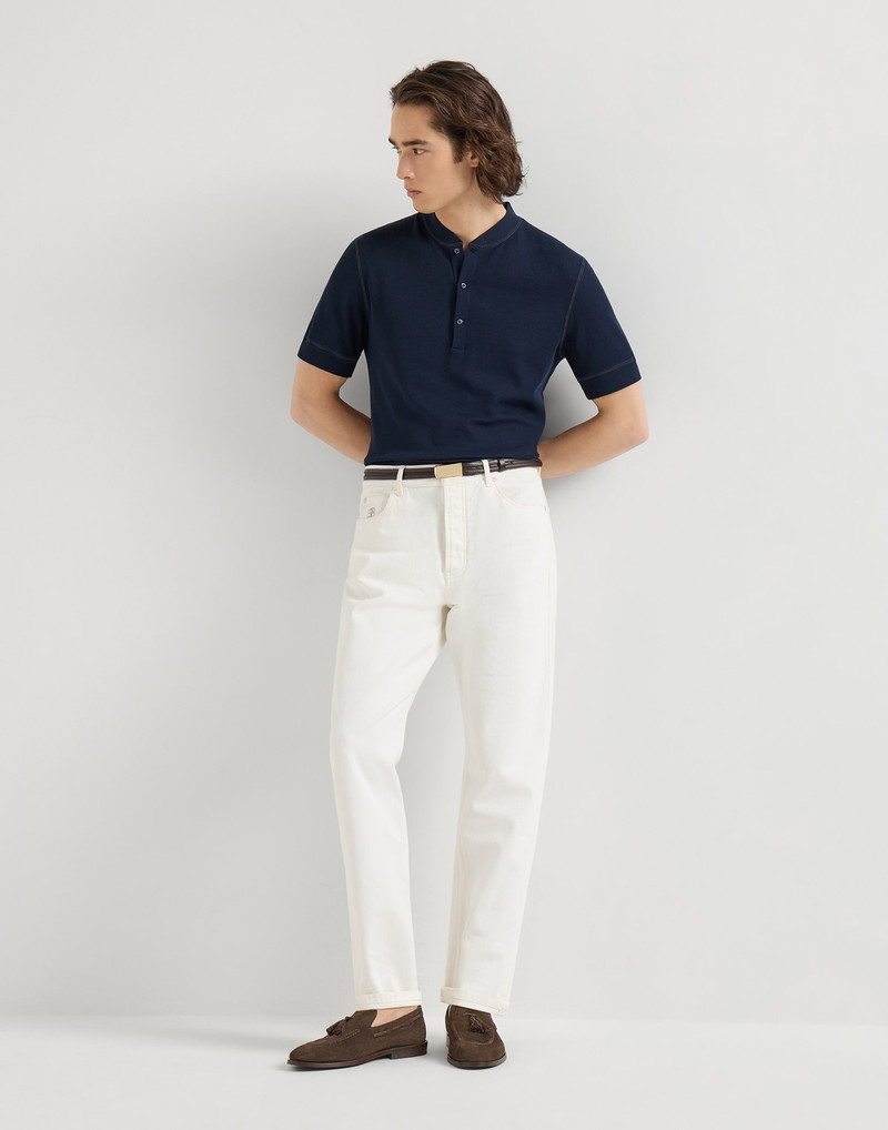 Garment-dyed iconic fit five-pocket trousers in denim 5