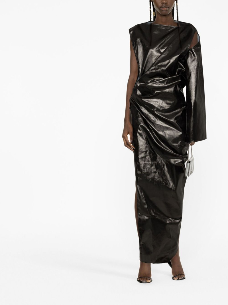 Rick Owens high-shine single-shoulder dress outlook