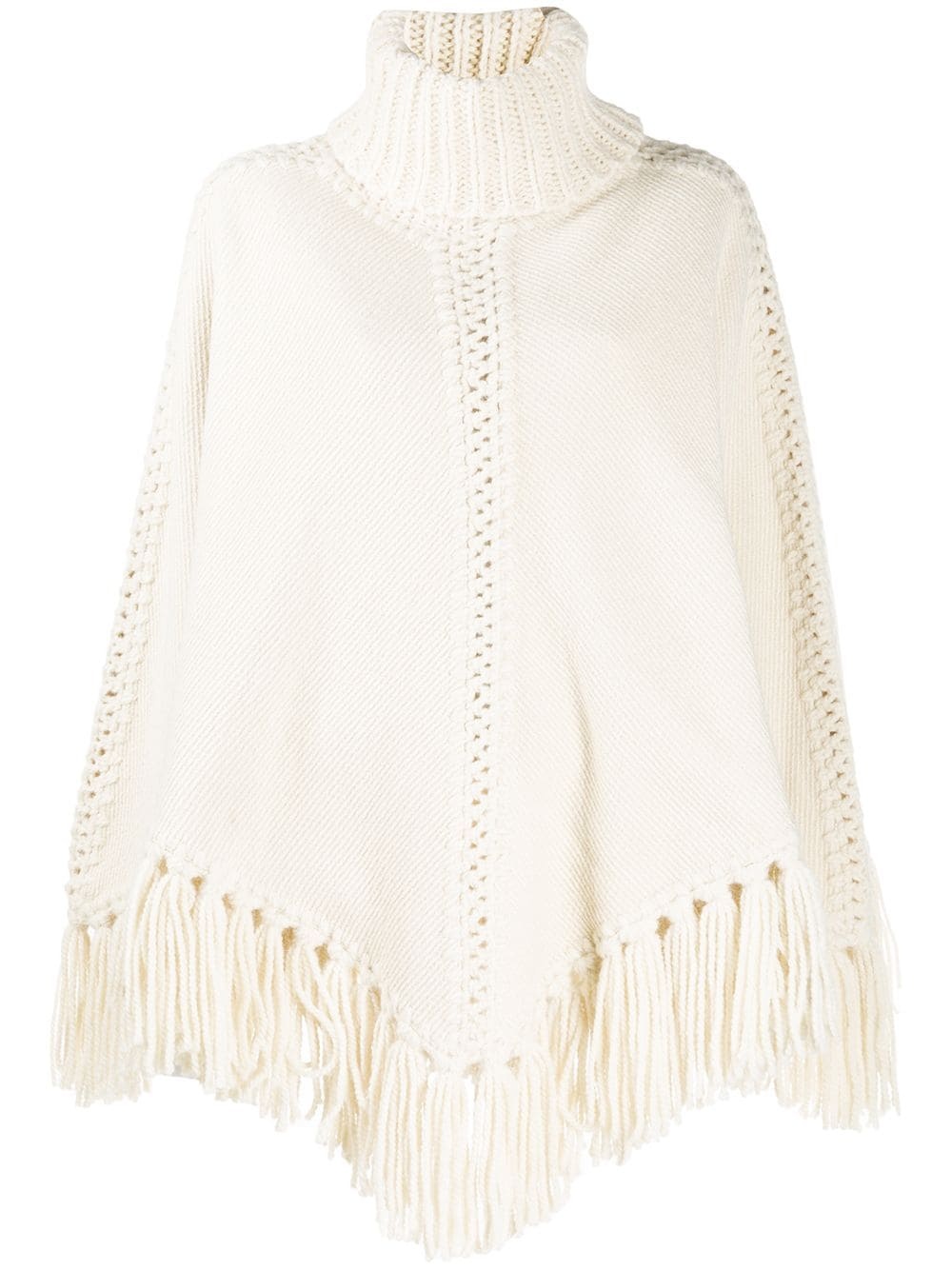 fringed knit poncho top - 1