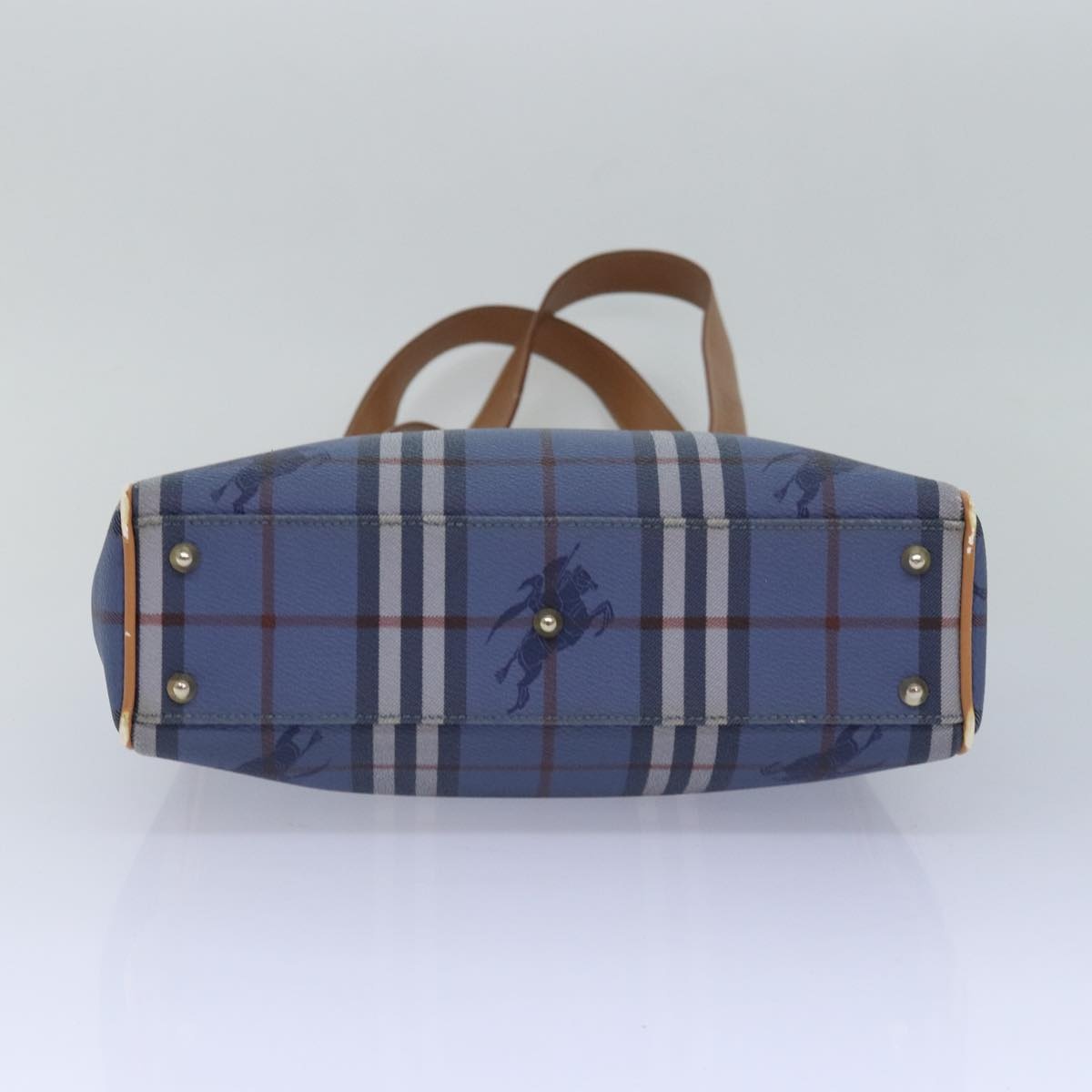 Burberry Nova Check Tote Bag Pvc Leather Blue - 5