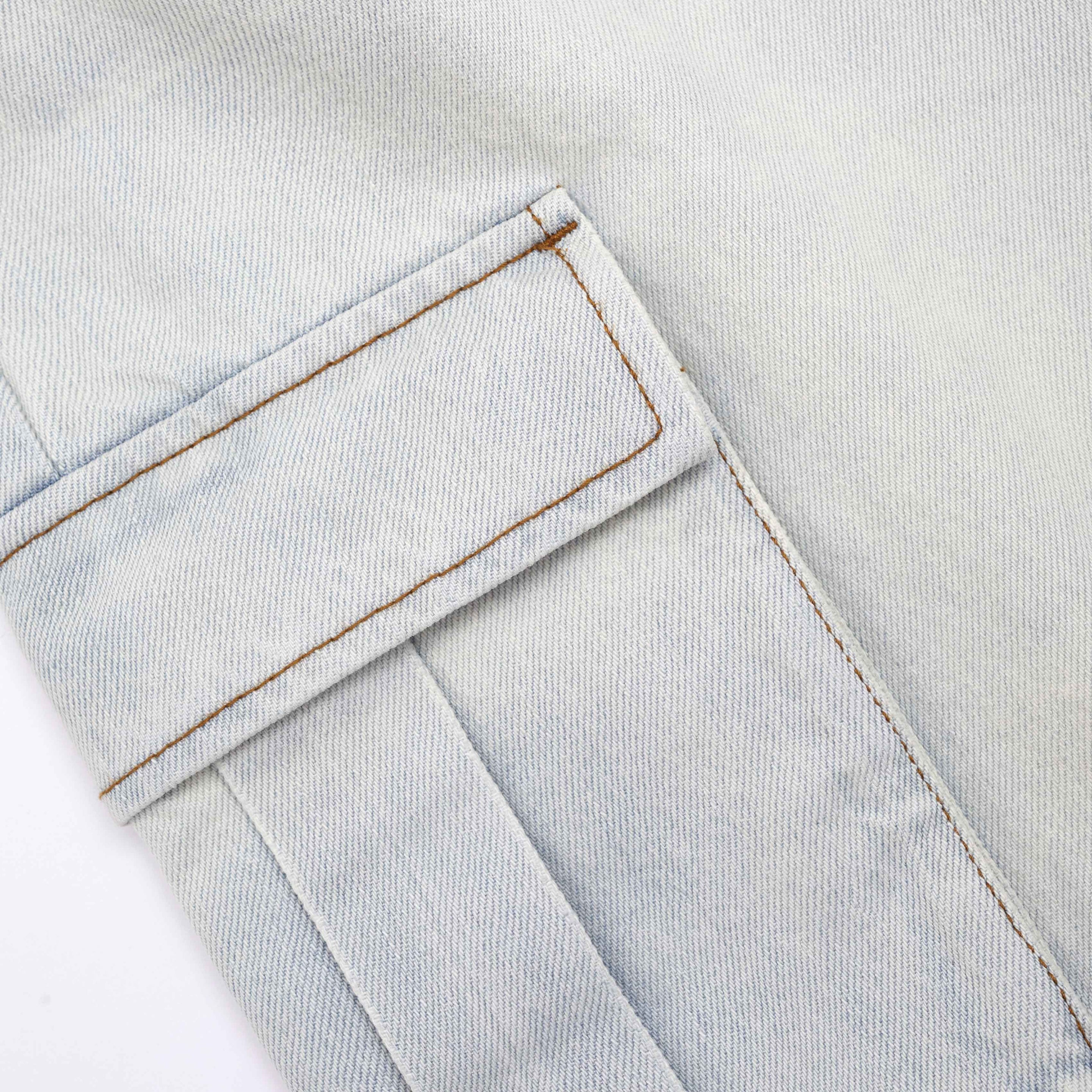 Bleach Wash Denim Cargo Jeans - 5