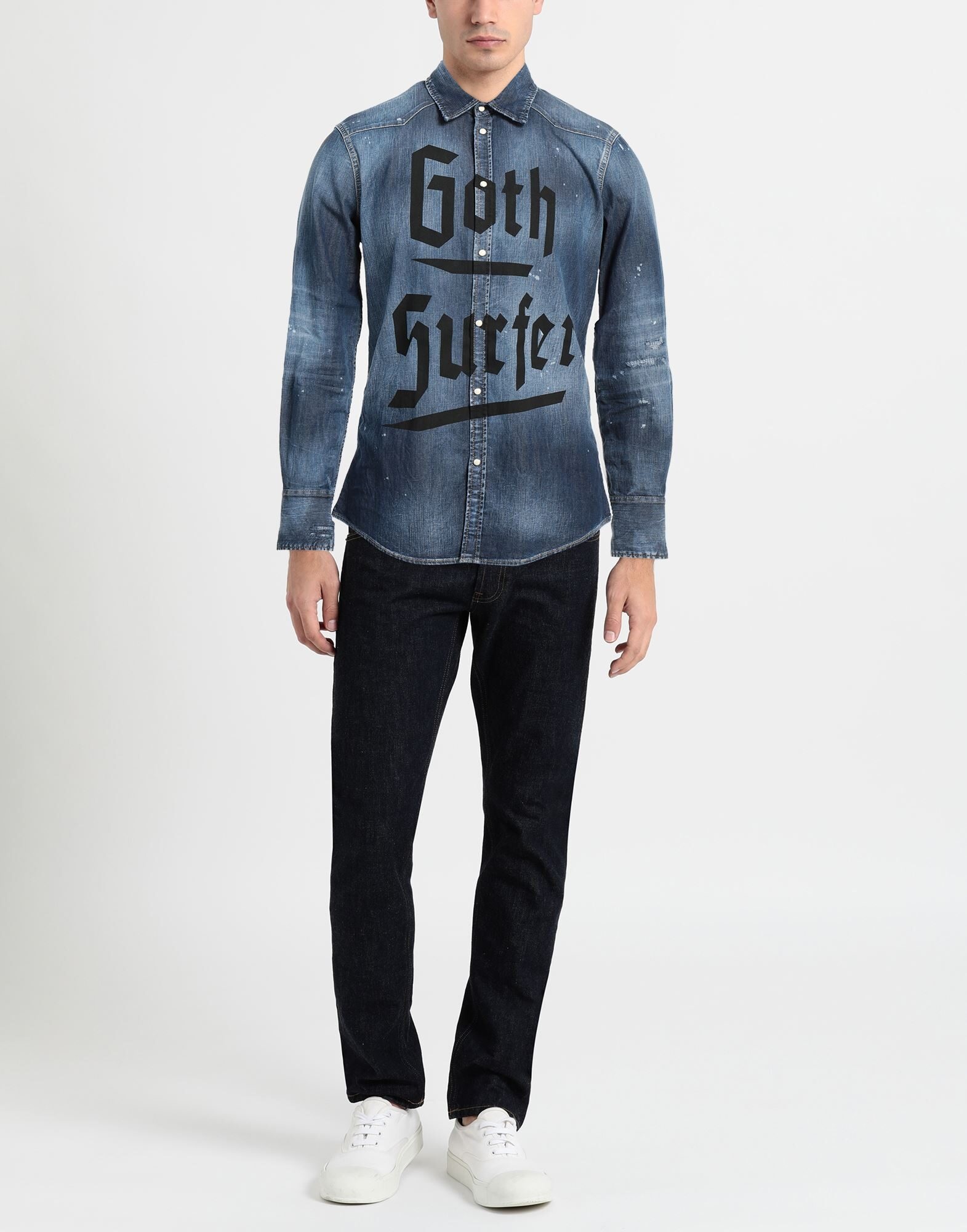 Blue Men's Denim Shirt - 2