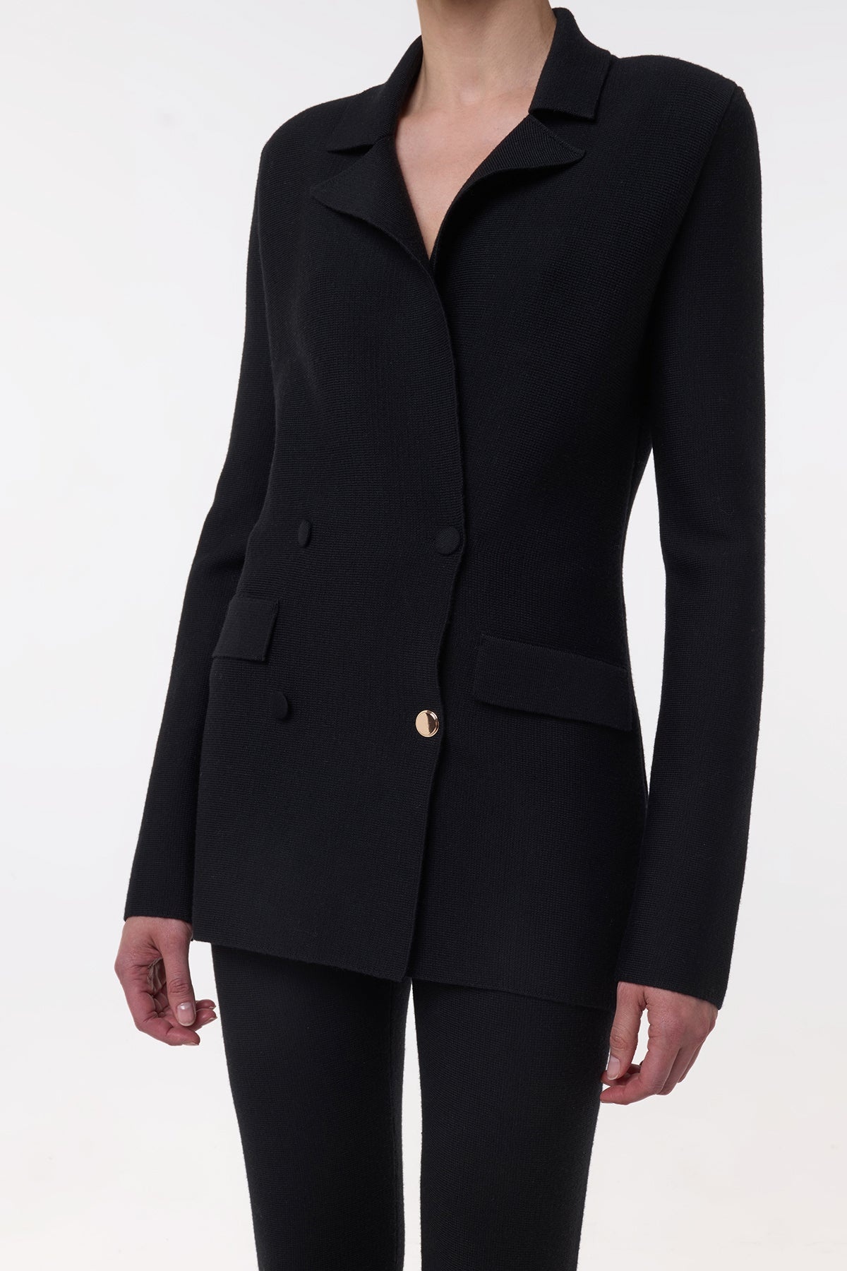 Bowen Knit Jacket in Black Wool - 5