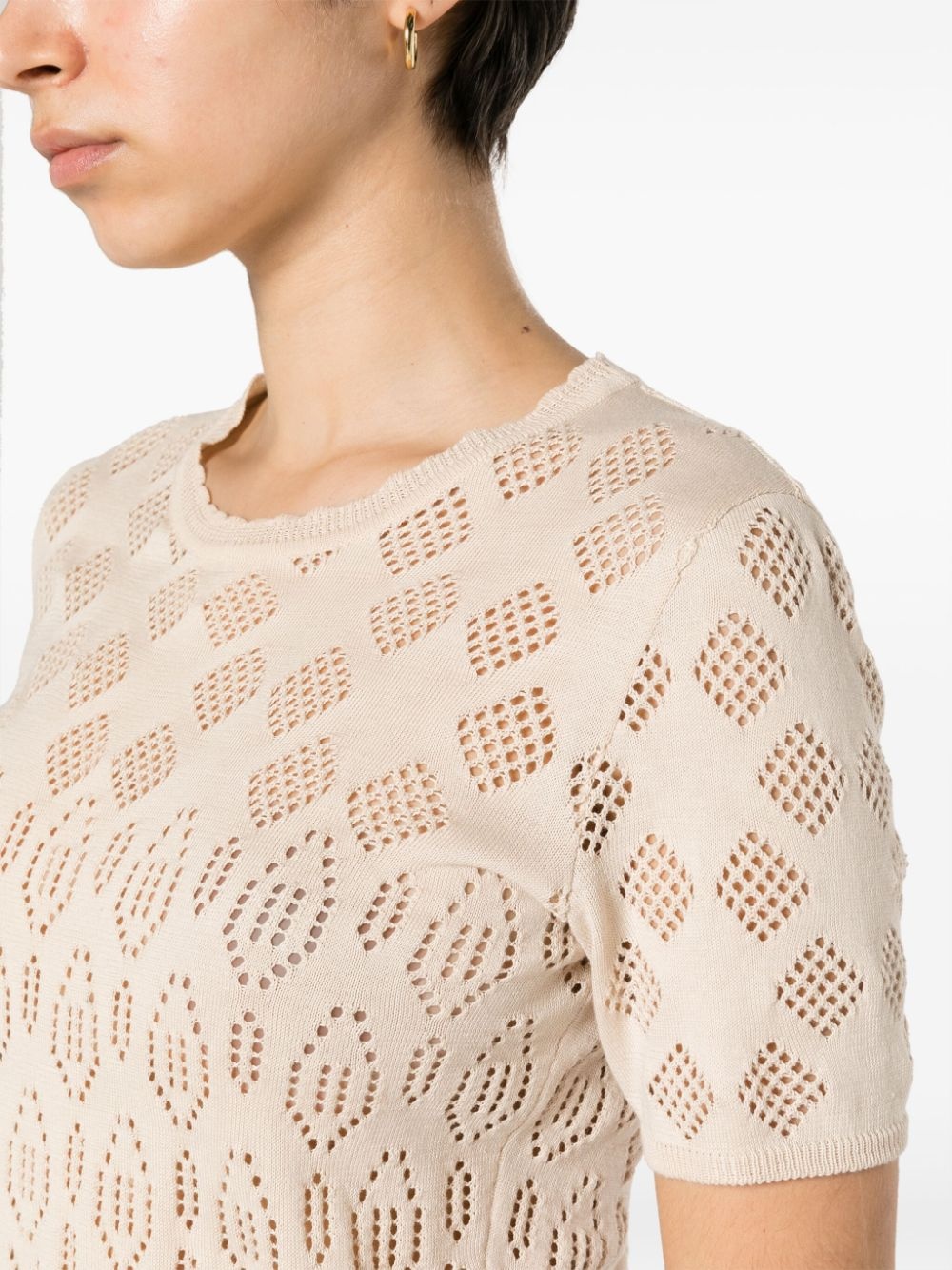 ruffle-hem pointelle-knit top - 5