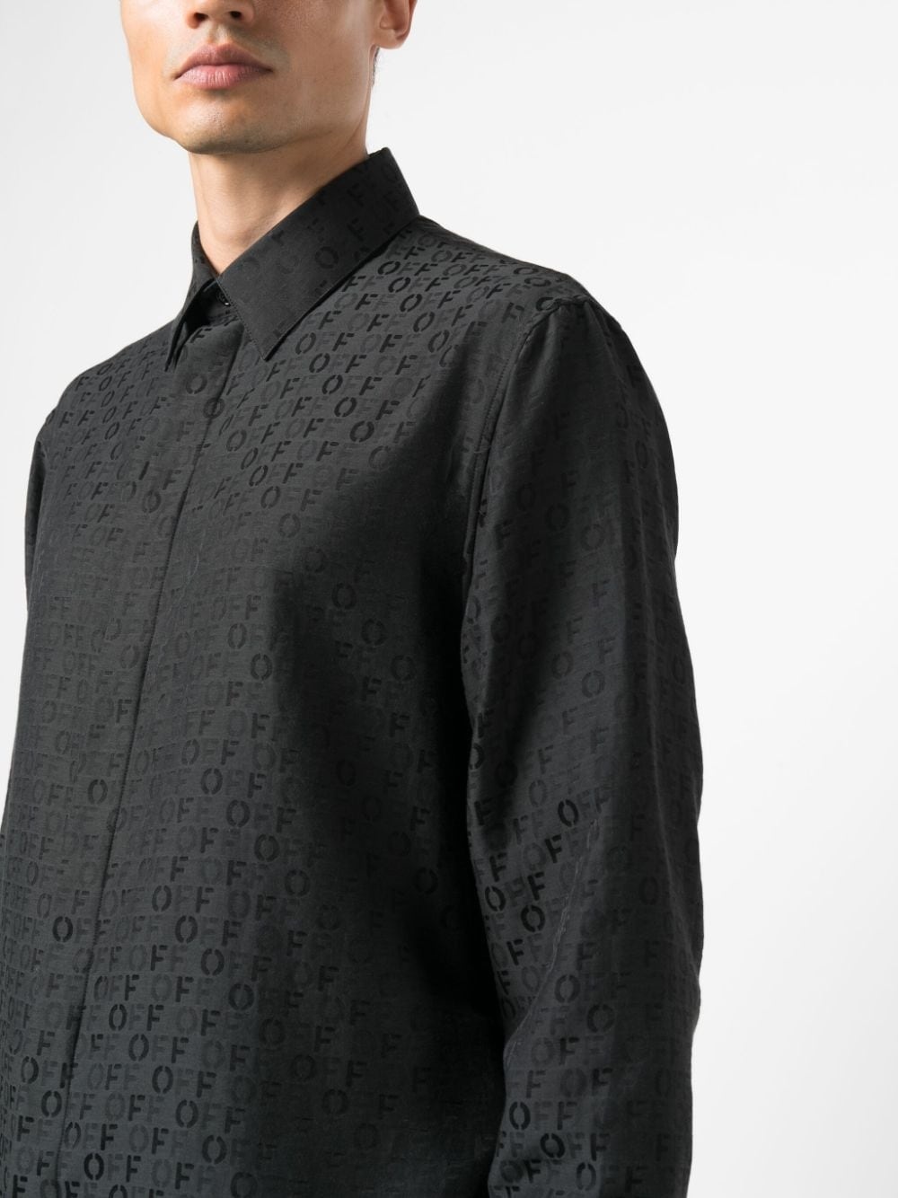 logo-print silk-cotton shirt - 5
