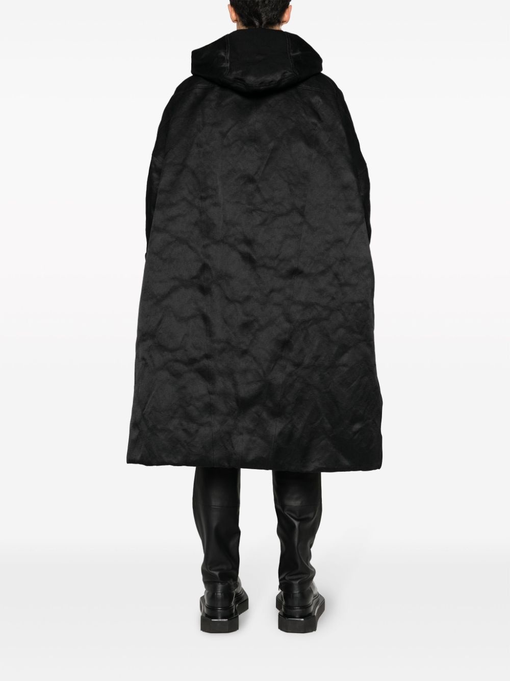 zip-up textured hooded coat - 4