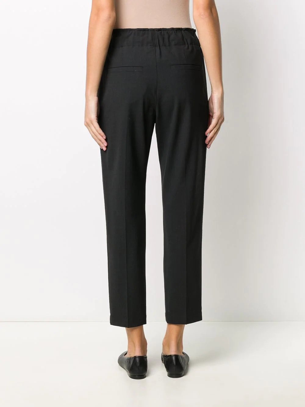 cropped elasticated-waist trousers - 4