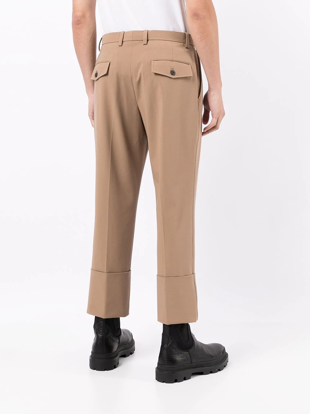 buckle-detail pleated cropped trousers - 4